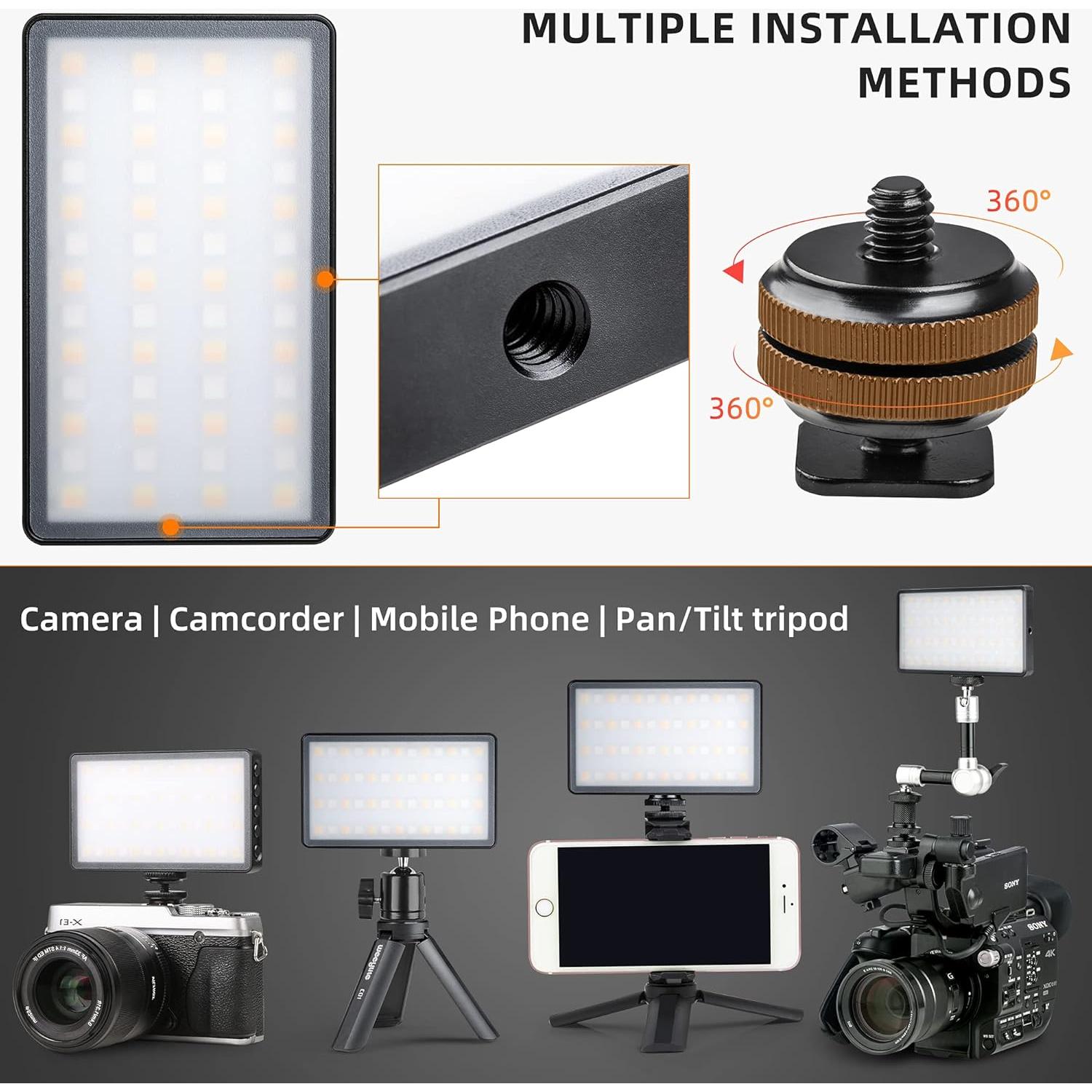 Luz LED RGB Portátil GUZHIZHI GZZ-RB08P 2500-8500K para Video