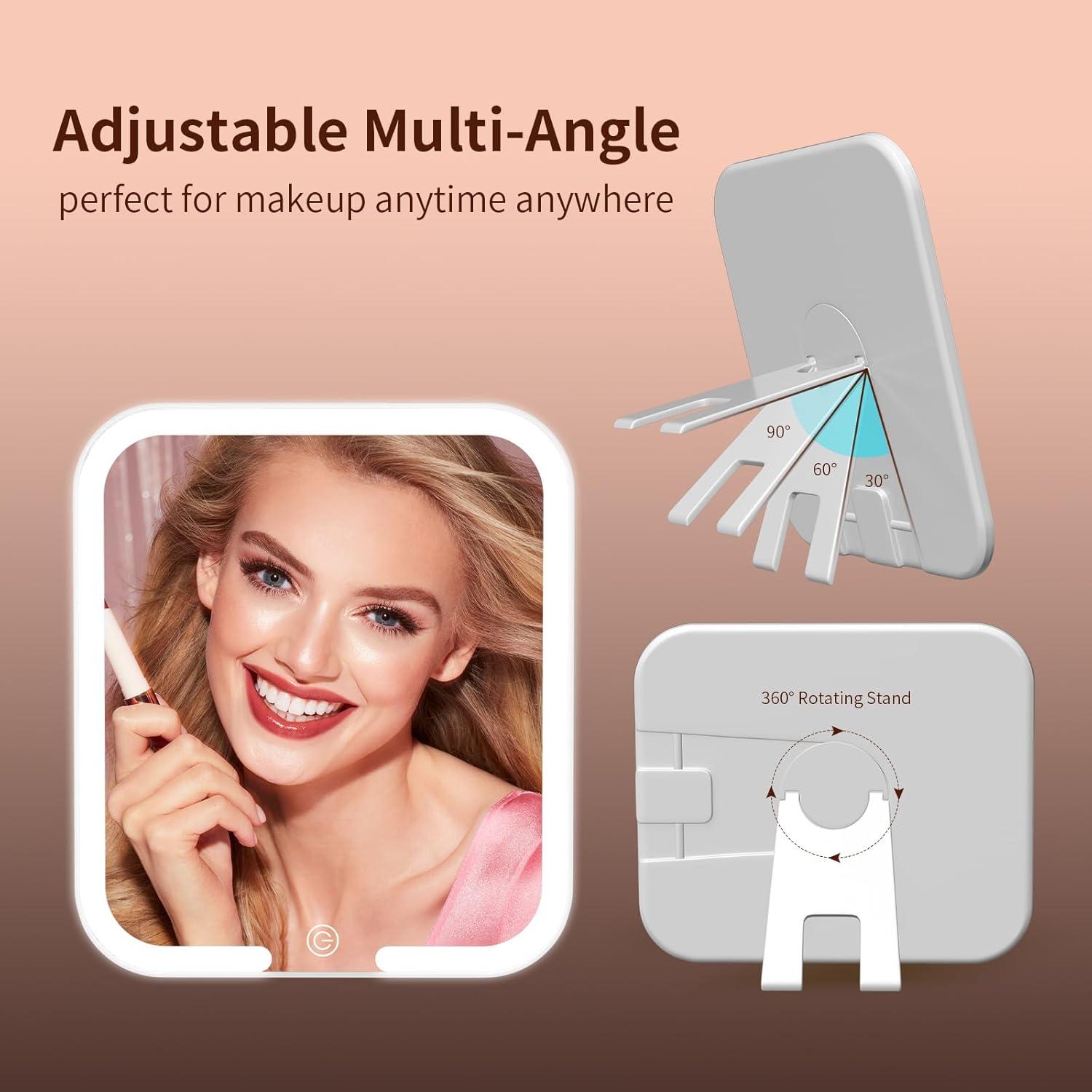 Espejo de Maquillaje Jadazror Iluminado 23x20 cm Plegable