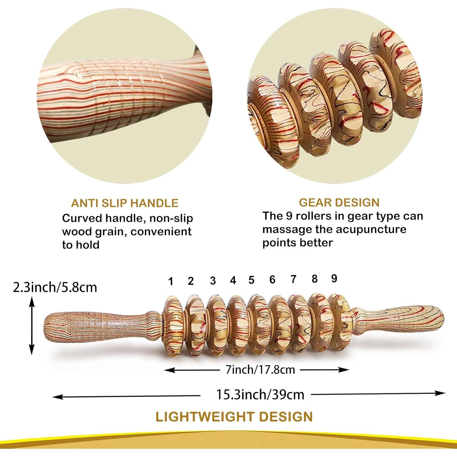 Rodillo Masajeador de Madera Deston SB-123 para Cuerpo