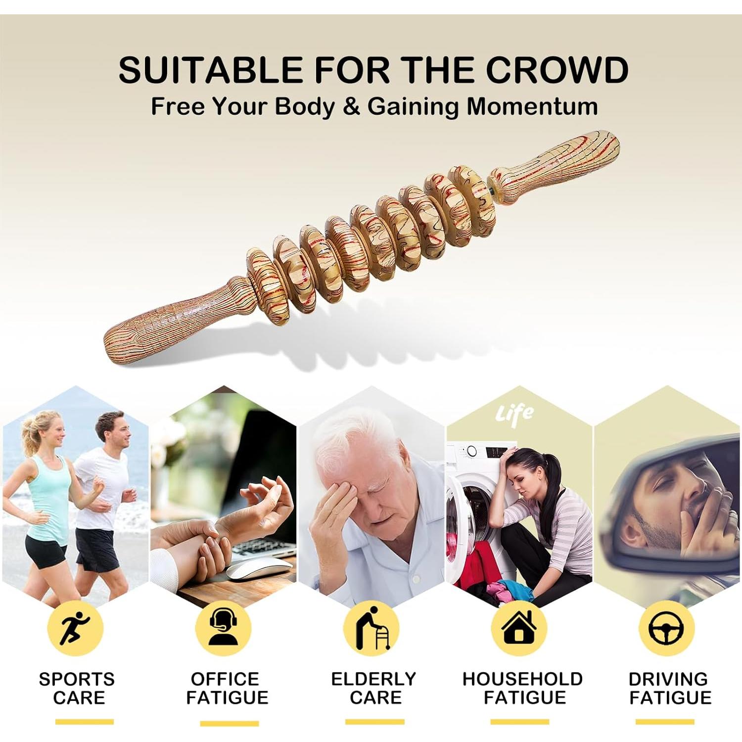 Rodillo Masajeador de Madera Deston SB-123 para Cuerpo