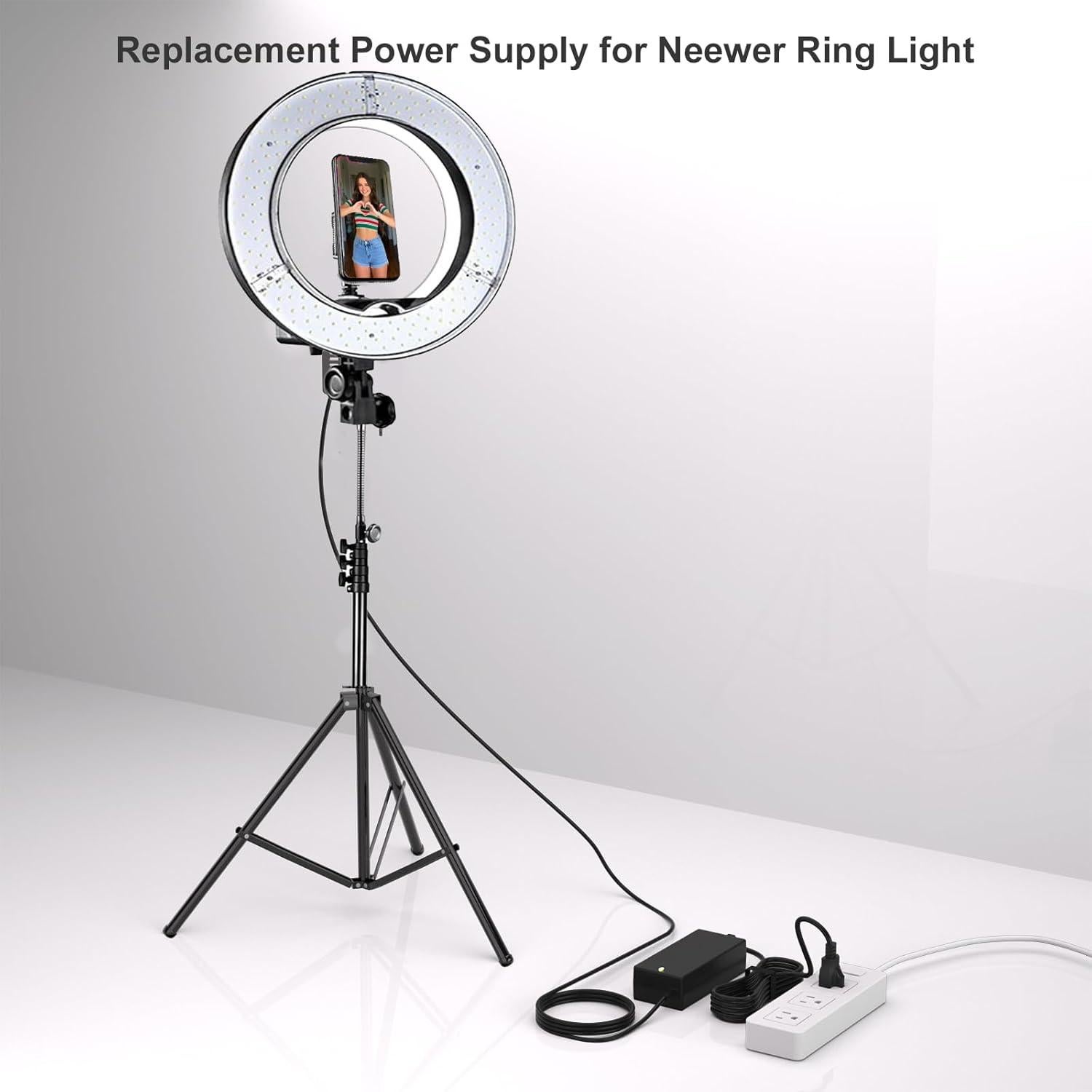 15V Power Charger for Neewer Photo Studio Ring Light 14 Inches and 18 Inches Neewer Ring Light Power Cable NW-150480D2 DC15V 5A 4.8A 75W 72W Power Supply ac Adapter