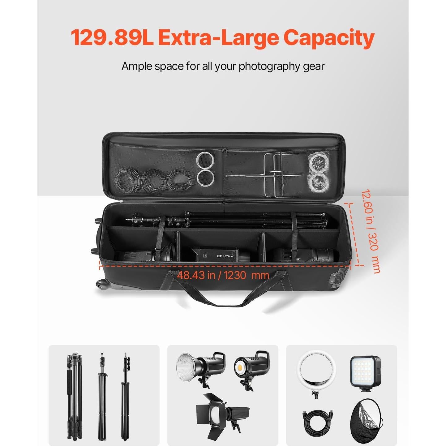 Estuche de Equipo de Estudio VEVOR con Ruedas y Compartimentos