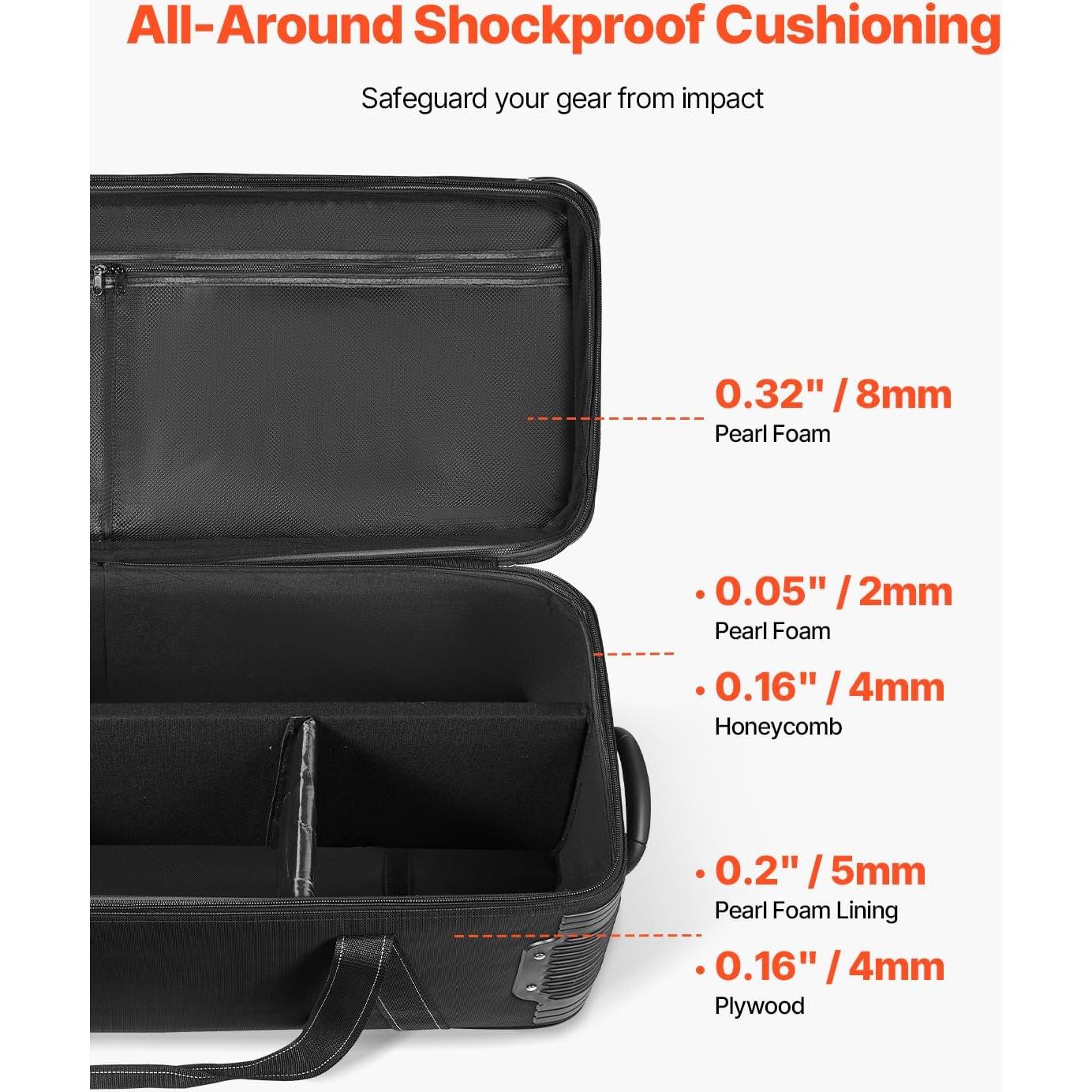 Estuche de Equipo de Estudio VEVOR con Ruedas y Compartimentos