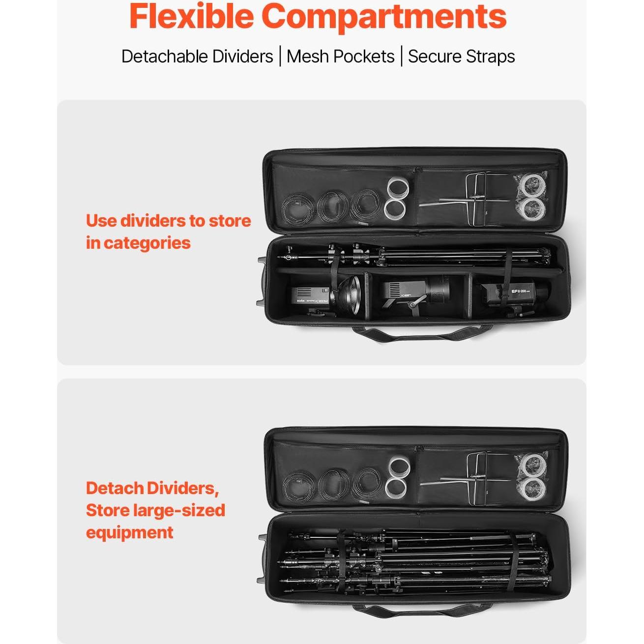 Estuche de Equipo de Estudio VEVOR con Ruedas y Compartimentos