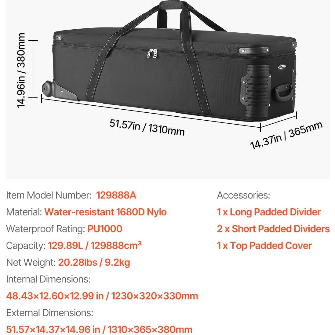 Estuche de Equipo de Estudio VEVOR con Ruedas y Compartimentos