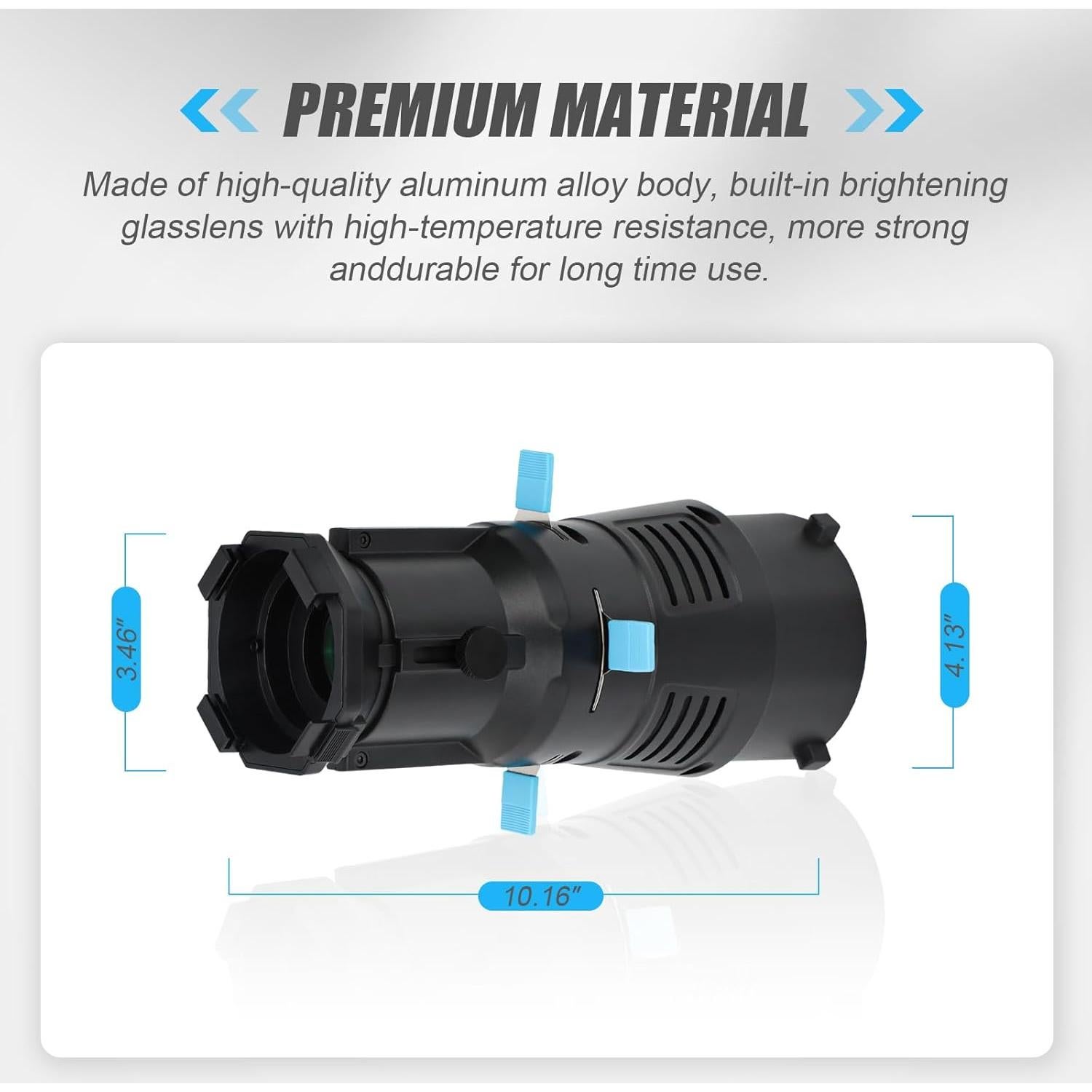 Kit Snoot Óptico Cónico NULBOFU para Montura Bowens con 20 Gobos y 4 Filtros