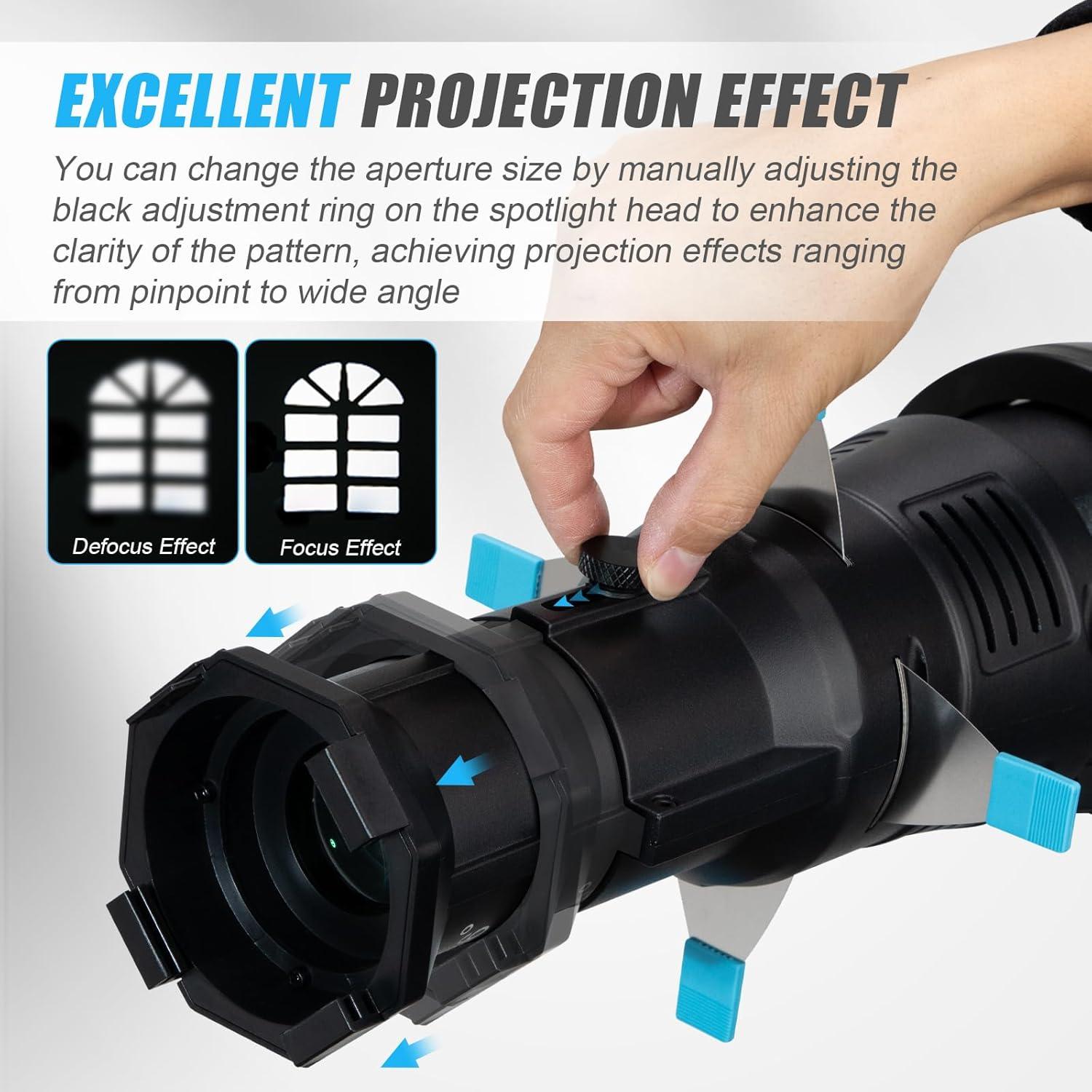 Kit Snoot Óptico Cónico NULBOFU para Montura Bowens con 20 Gobos y 4 Filtros