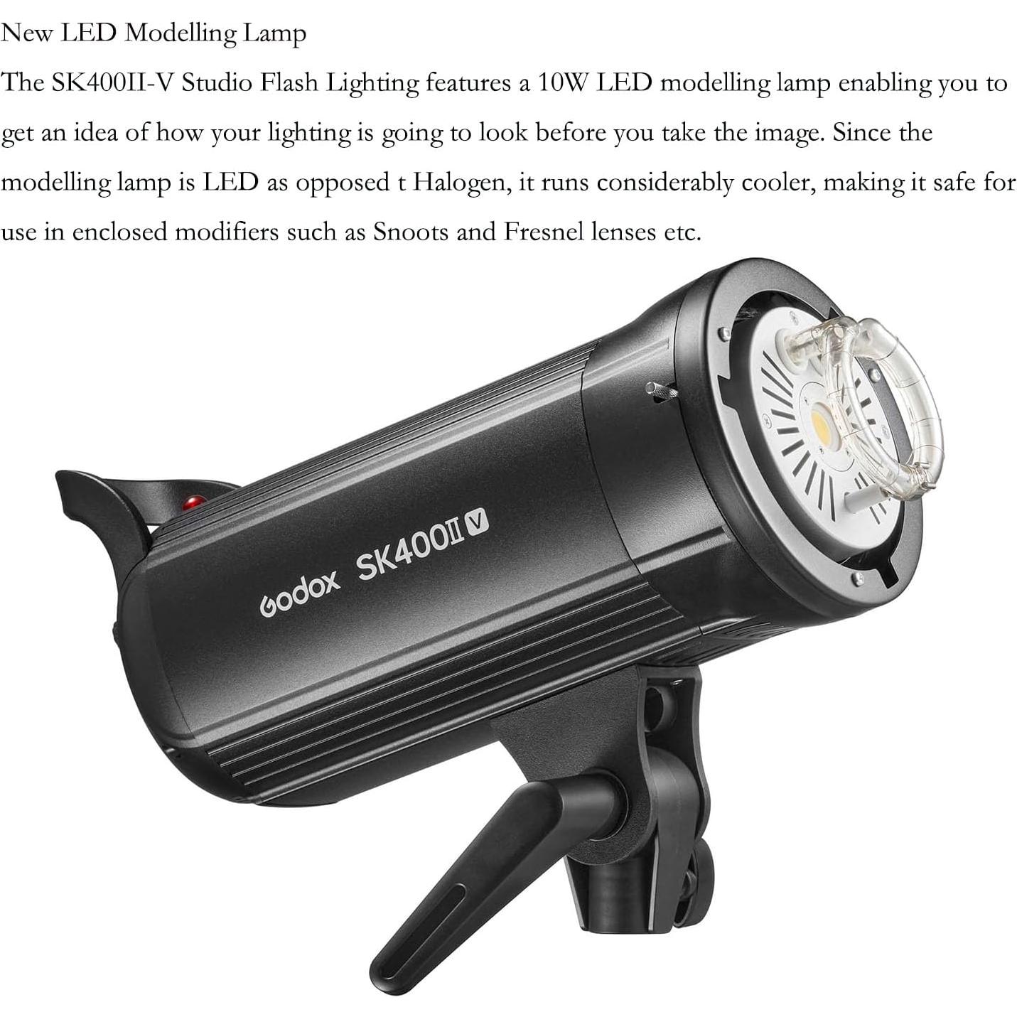 Flash de Estudio Godox SK400II-V 400W con LED y Control Inalámbrico