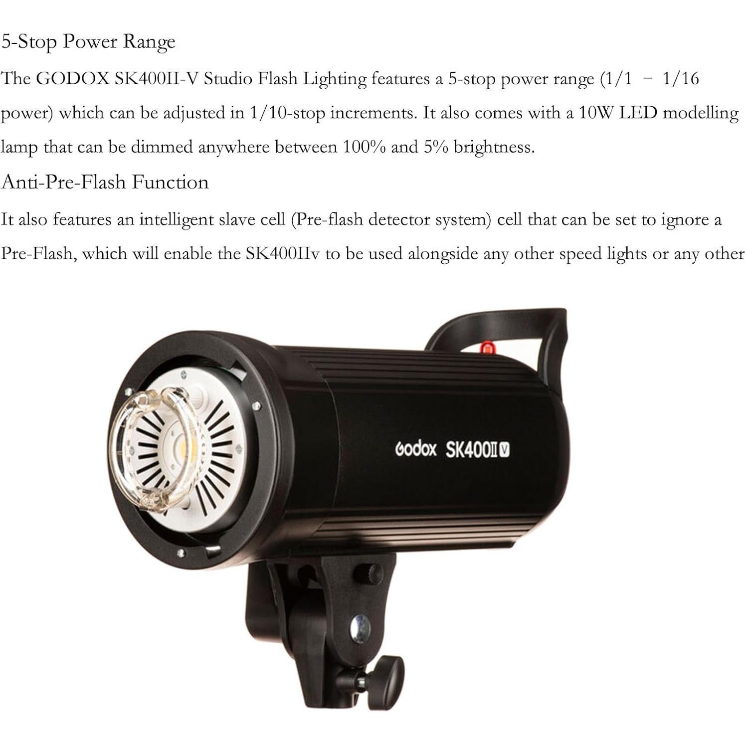 Flash de Estudio Godox SK400II-V 400W con LED y Control Inalámbrico