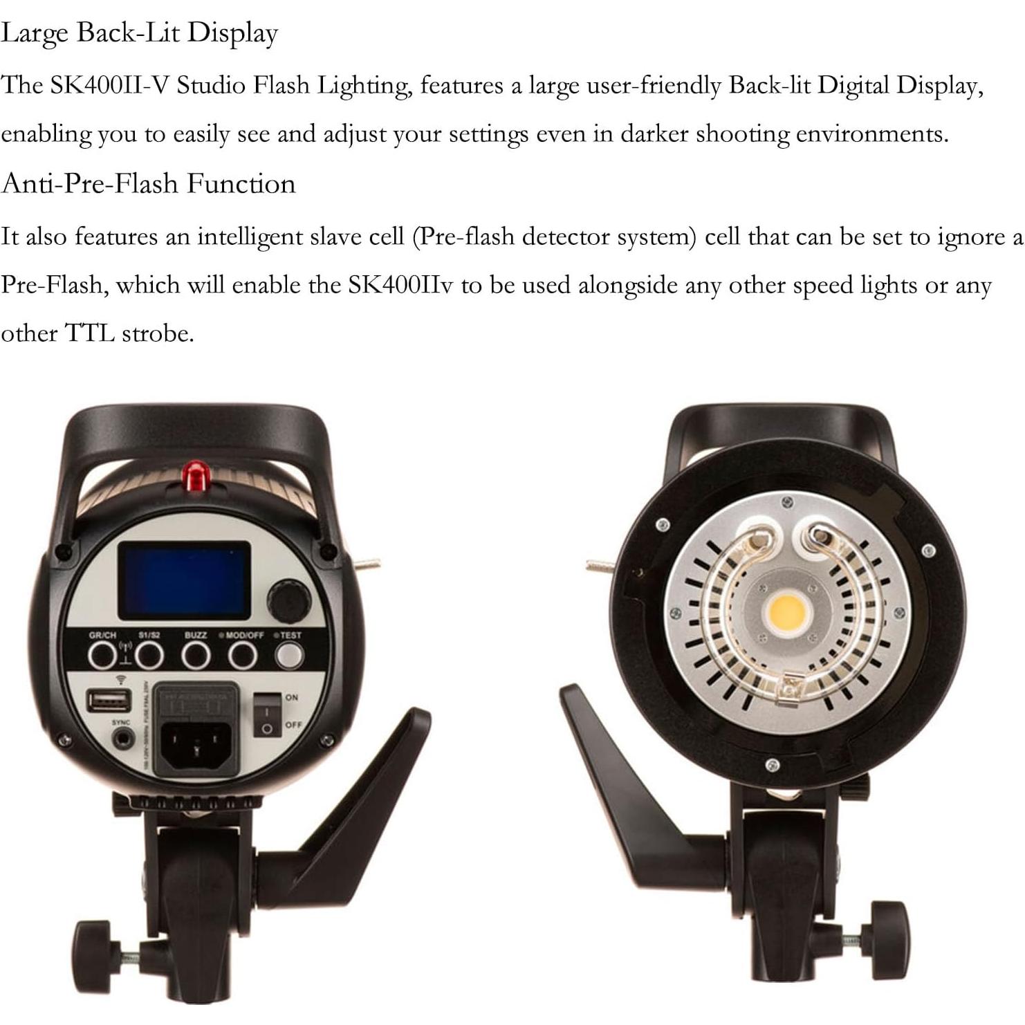 Flash de Estudio Godox SK400II-V 400W con LED y Control Inalámbrico