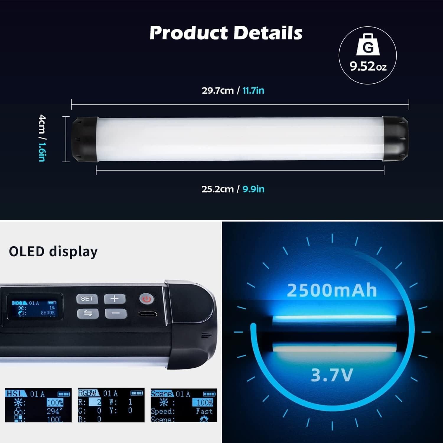 Varita de Luz LED Portátil JYC K21 RGB 2500K-8500K