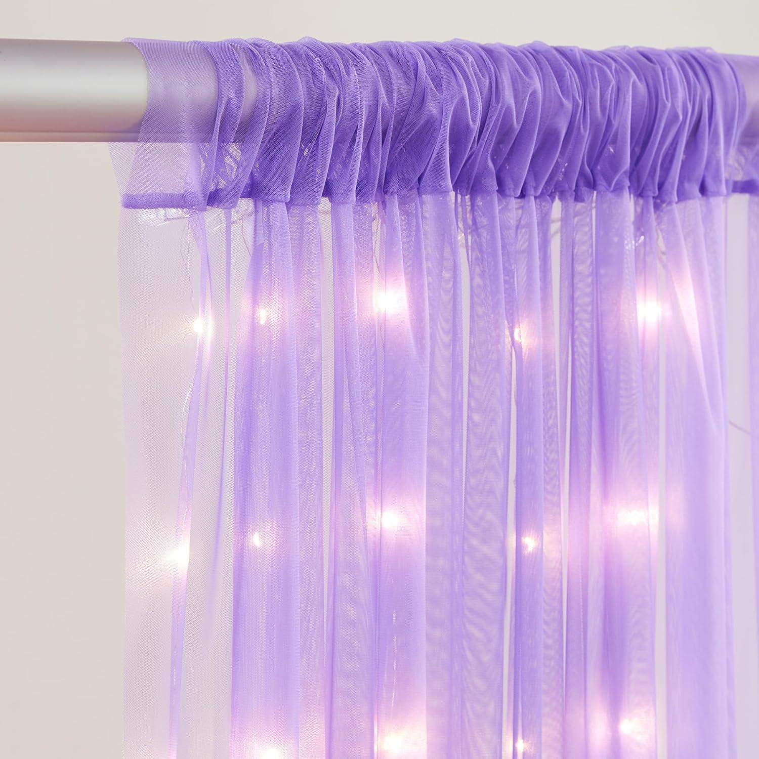 Cortinas Transparentes Moradas con Luces LED Besutolife 152.4x213.36 cm