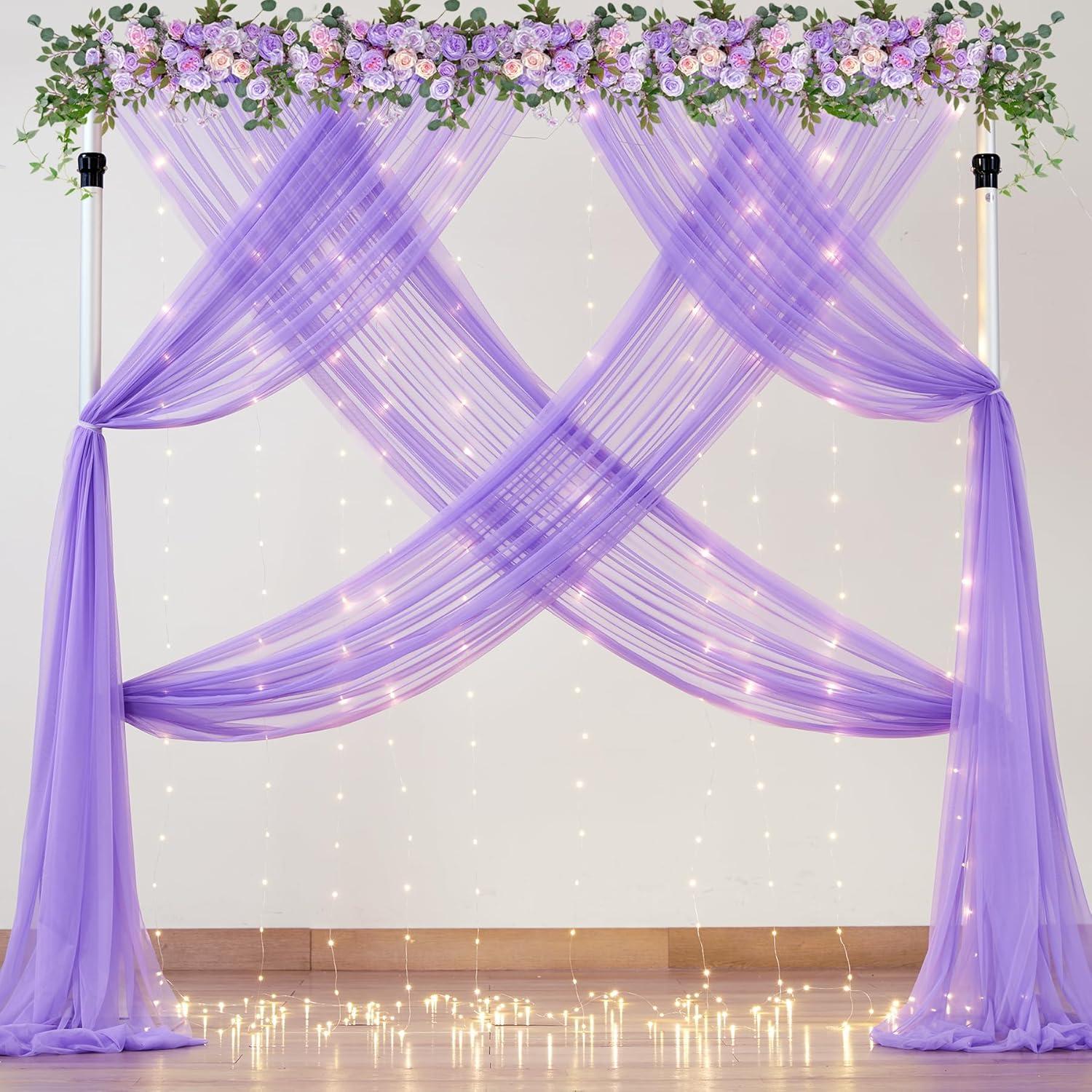 Cortinas Transparentes Moradas con Luces LED Besutolife 152.4x213.36 cm