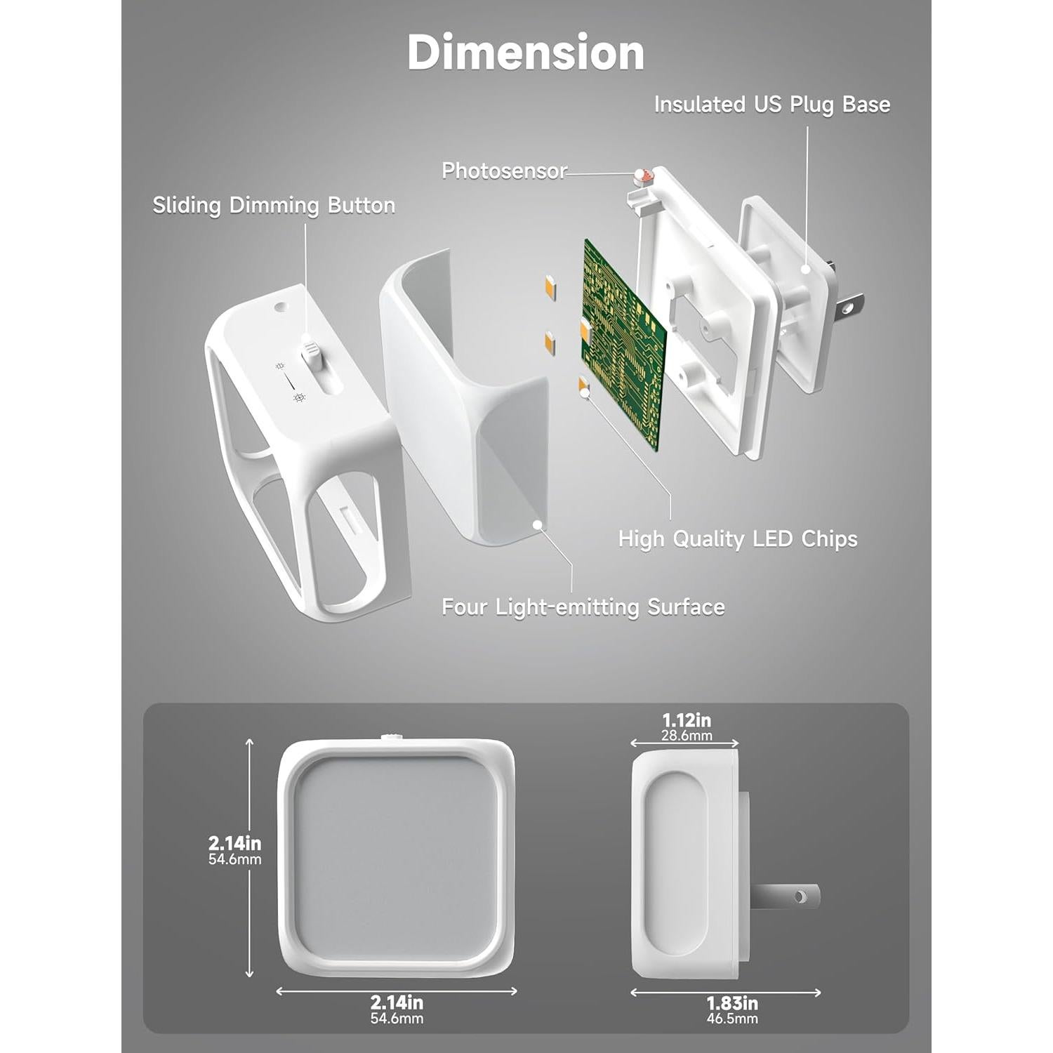 Luces Nocturnas Enchufables UNILAMPRO 1W con Sensor 2700K