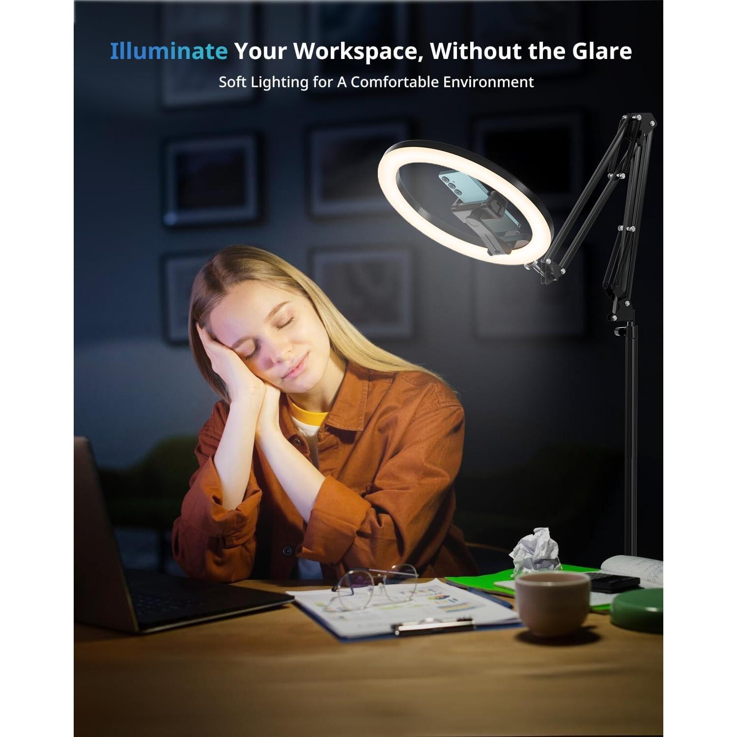 Trípode Luz de Anillo UBeesize 30 cm con Soporte para Teléfono