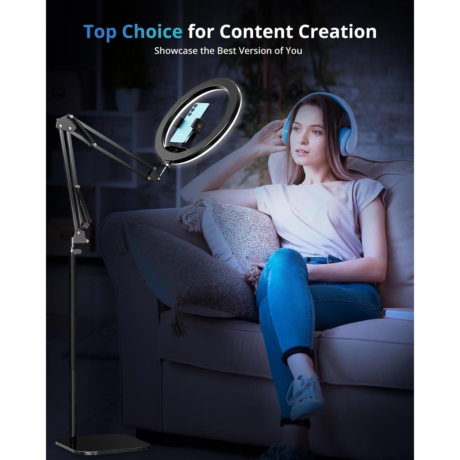 Trípode Luz de Anillo UBeesize 30 cm con Soporte para Teléfono