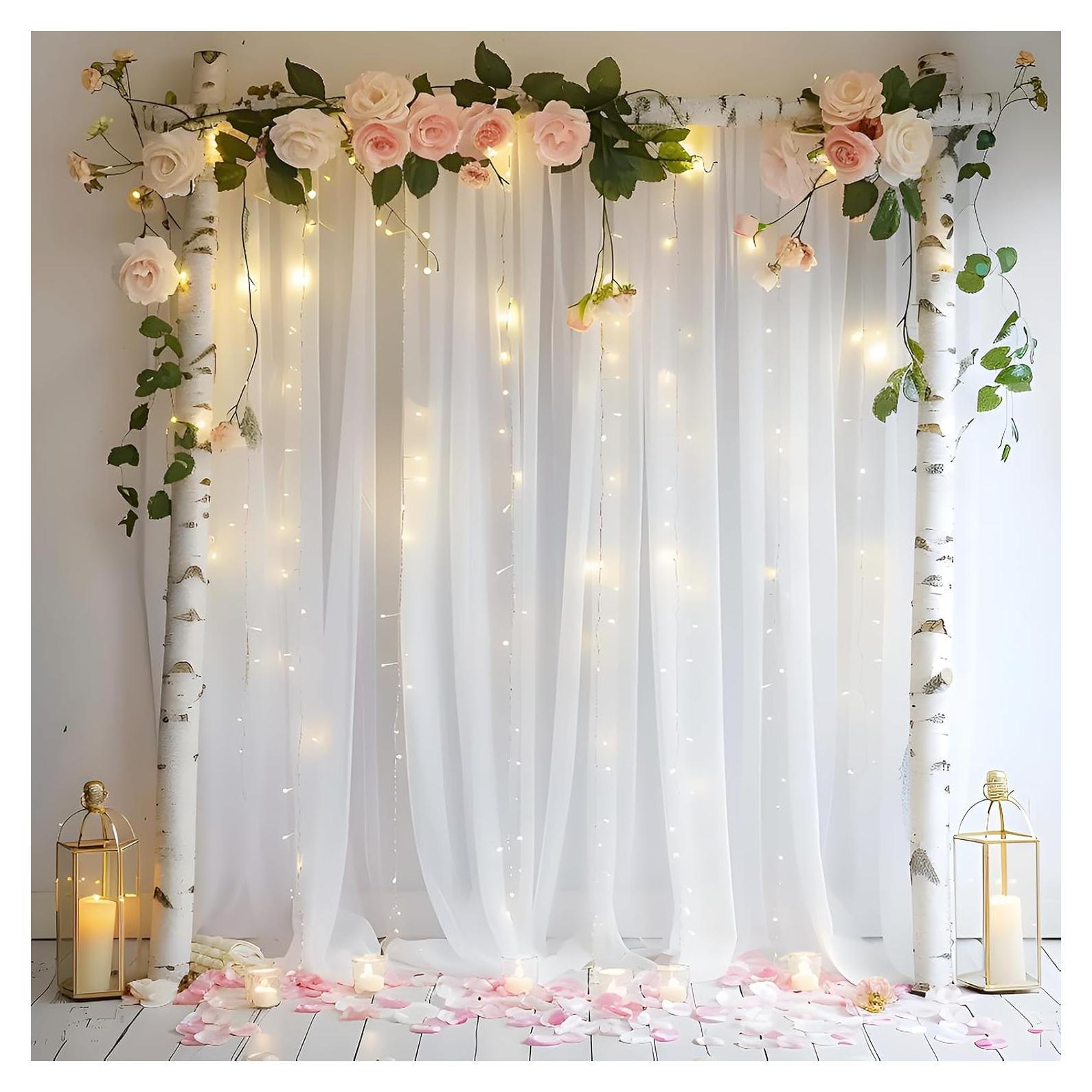 Cortina de Fondo Blanca Gallety 10x10ft con Luces LED