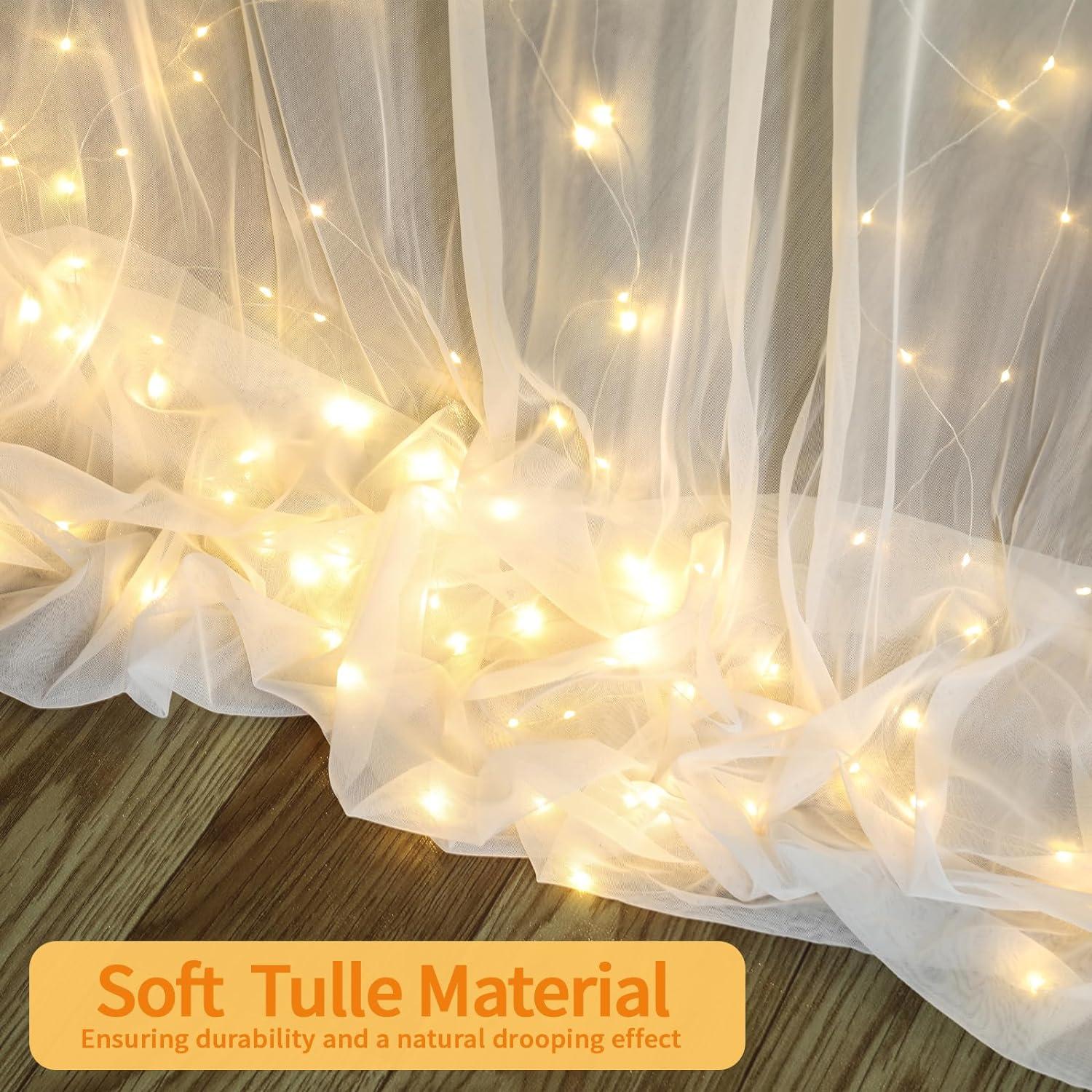 Cortina de Fondo Blanca Gallety 10x10ft con Luces LED