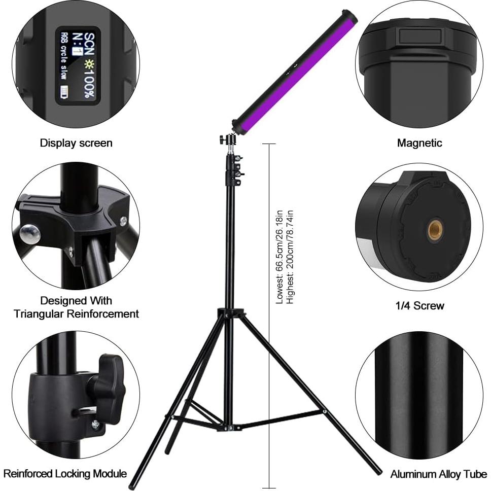 Varita de Luz Fotográfica LED RGB ITOTIN H200 Pro - 2 Paquete