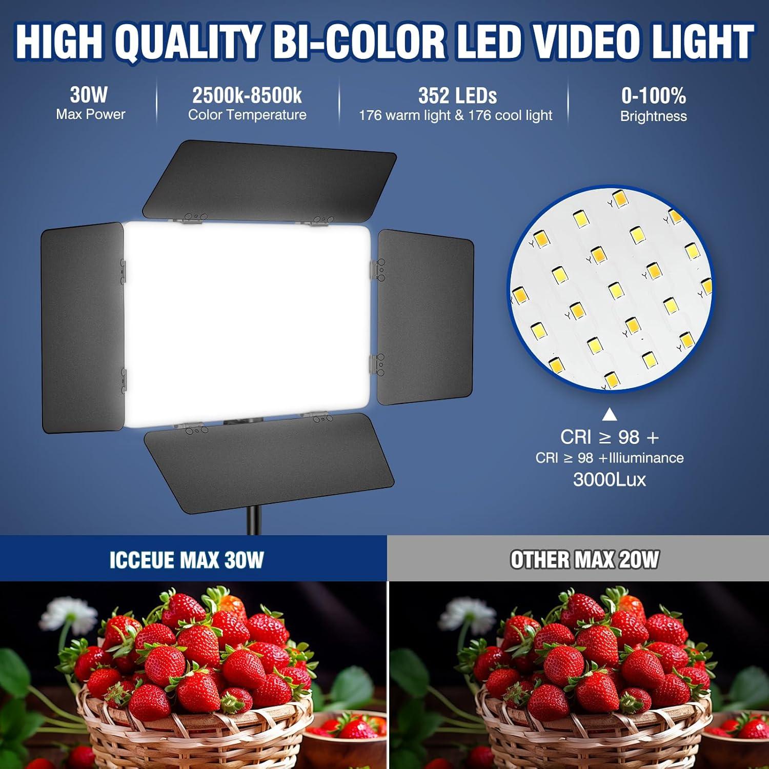 Kit de Iluminación LED Bi-Color Icceue 30W con Trípode