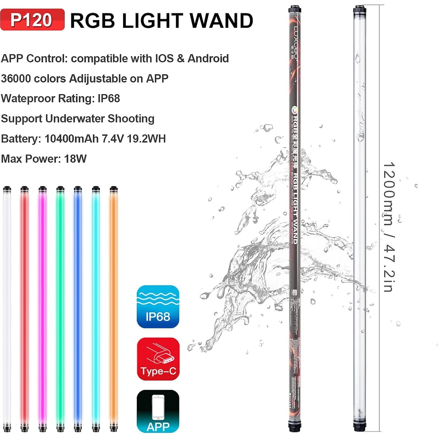 Luz de Fotografía LED RGB P120 Uyled 1350 Lúmenes 360°