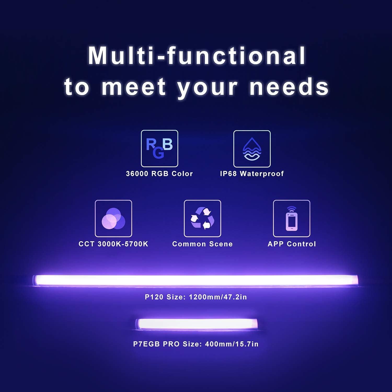 Luz de Fotografía LED RGB P120 Uyled 1350 Lúmenes 360°