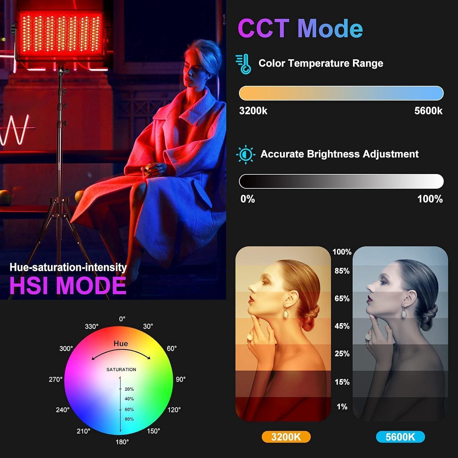 Luz de Video LED RGB GVM 1500D 75W Control Bluetooth