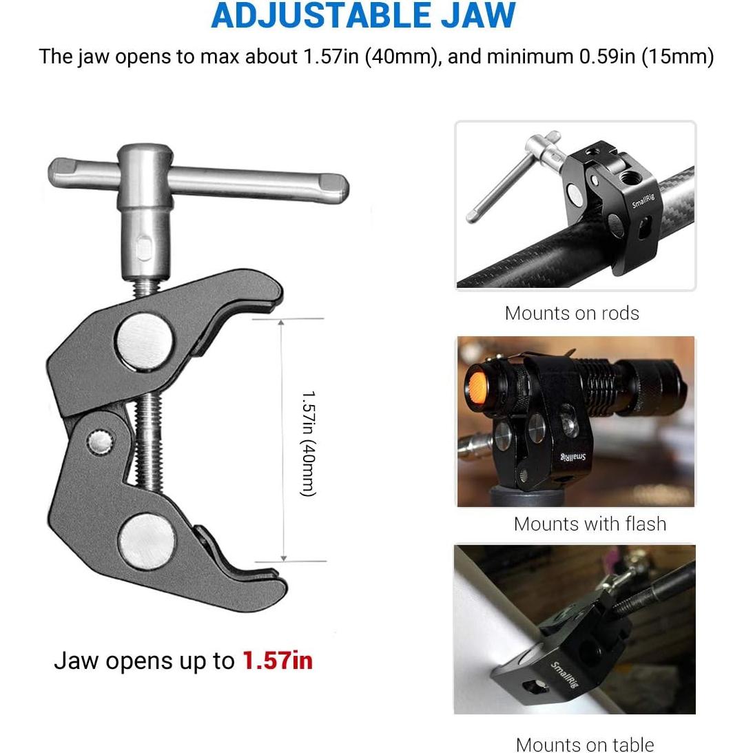 Super Clamp SmallRig 2058 para Cámaras y Luces - 2 Piezas
