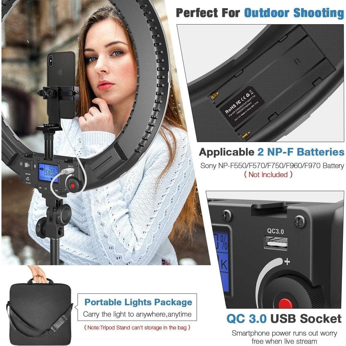 Anillo de luz LED 48 cm IVISII con control remoto y filtros