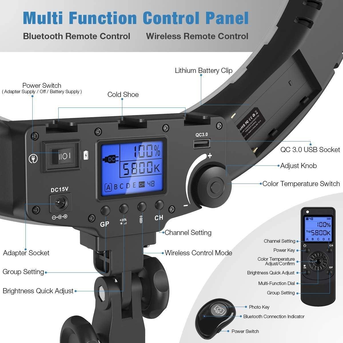 Anillo de luz LED 48 cm IVISII con control remoto y filtros