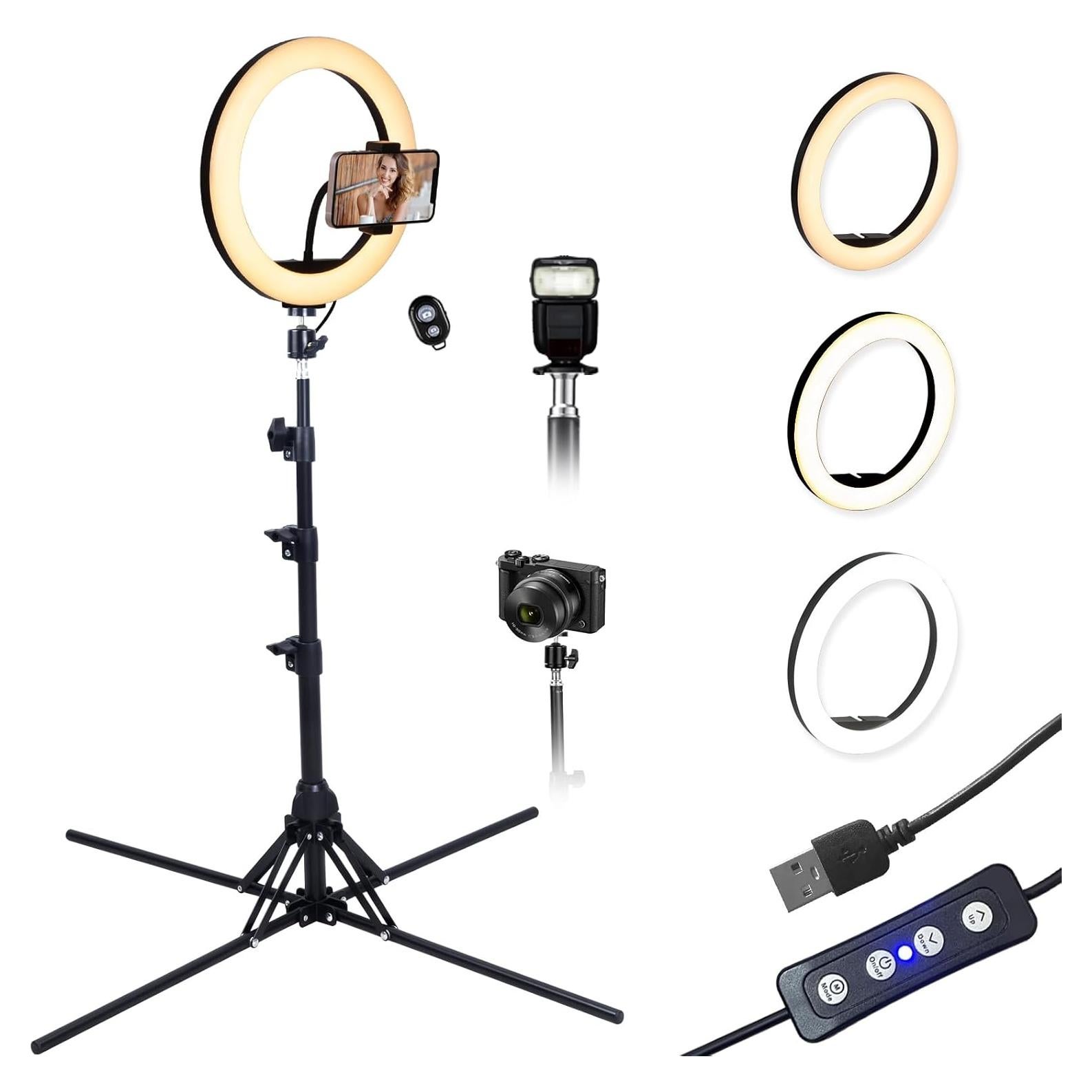 Luz de Anillo LED 10" LANGELECTR R10D10 con Trípode 157.5 cm