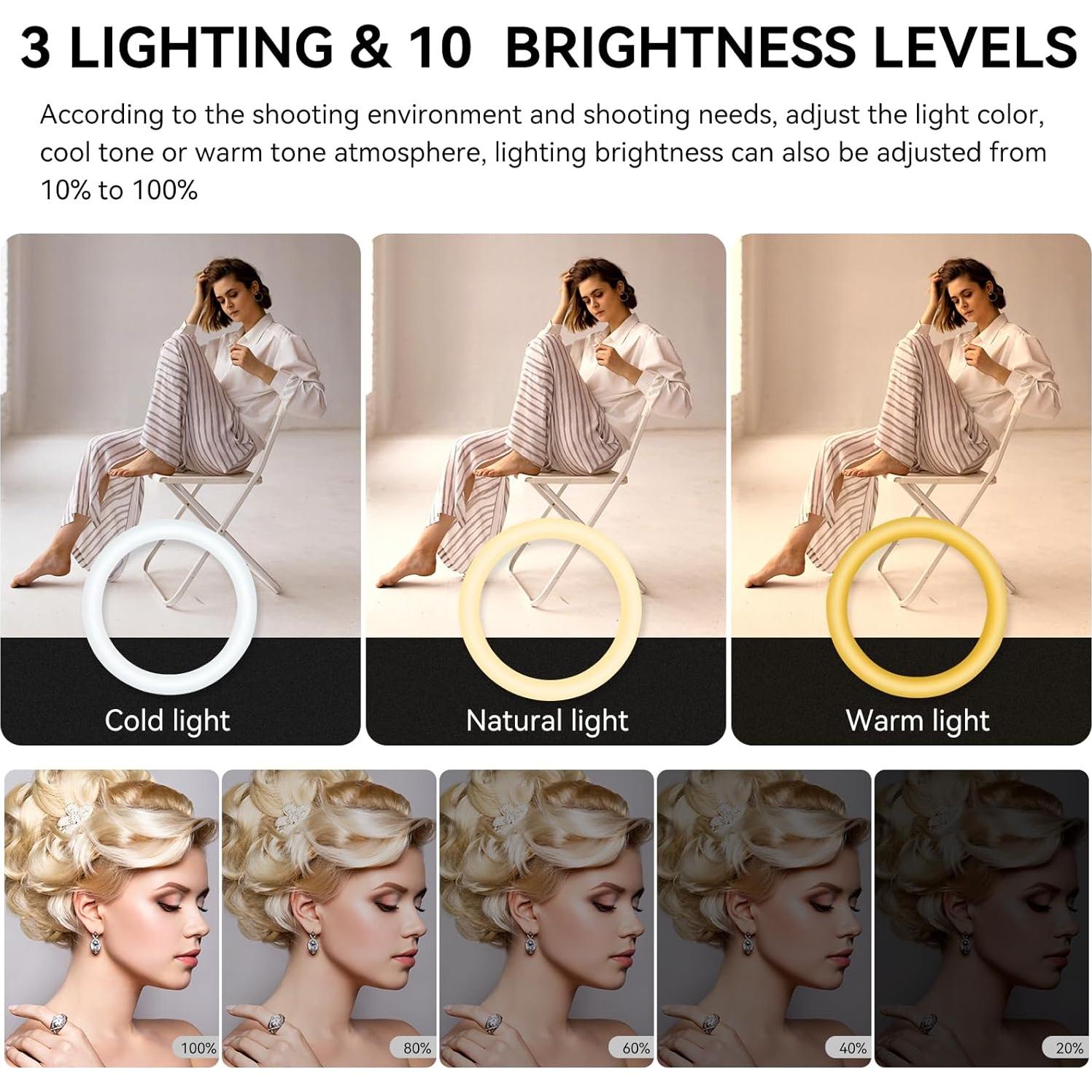 Luz de Anillo LED 10" LANGELECTR R10D10 con Trípode 157.5 cm