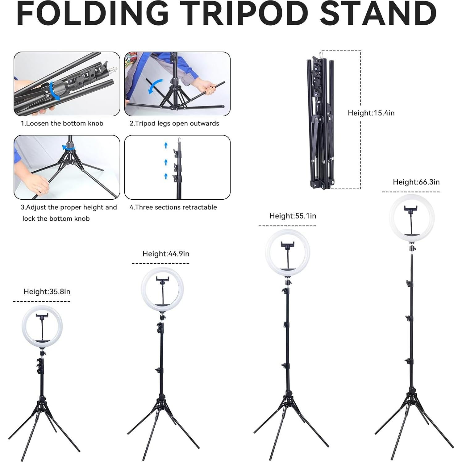 Luz de Anillo LED 10" LANGELECTR R10D10 con Trípode 157.5 cm