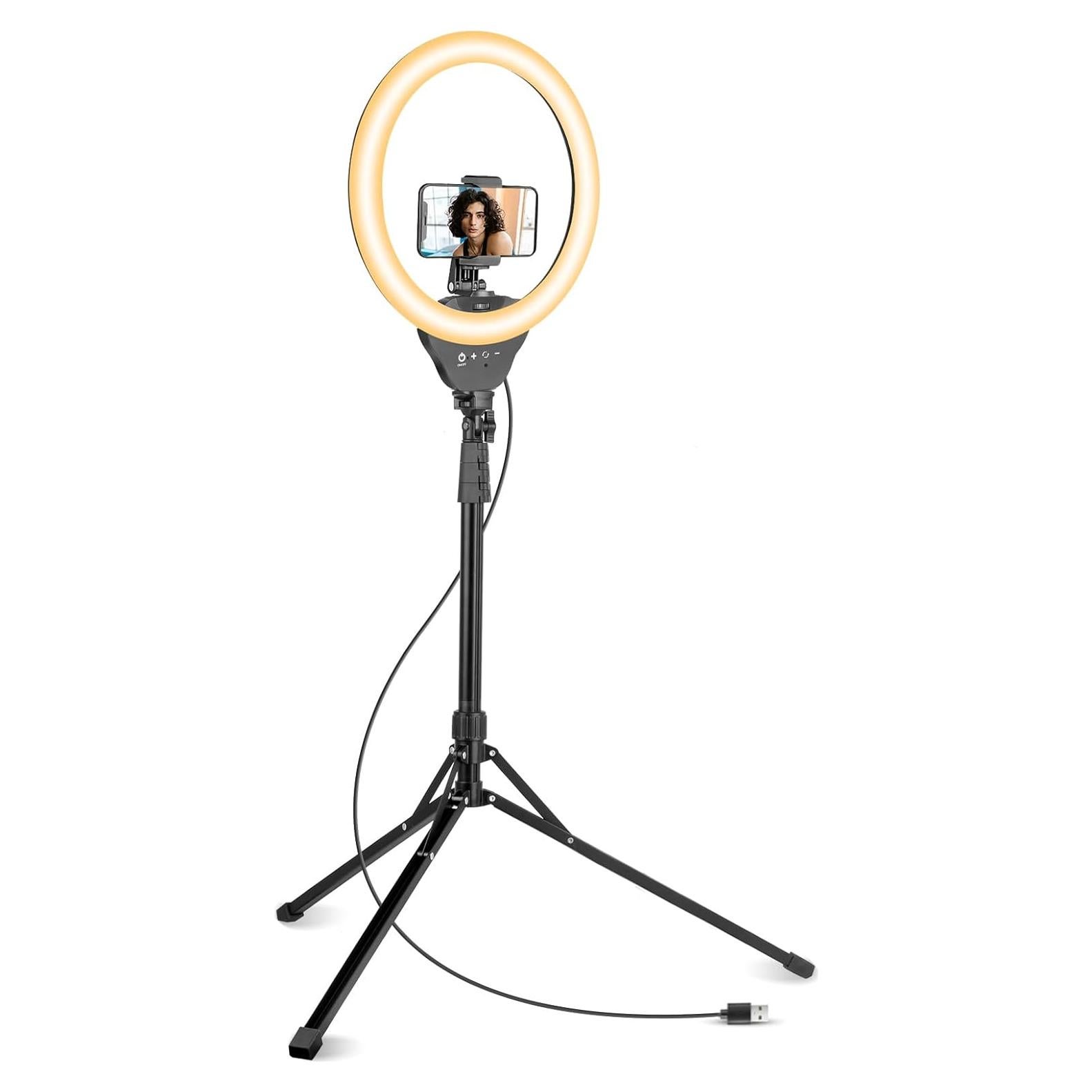 Luz de Anillo Selfie Sensyne 35.56 cm con Trípode 157 cm