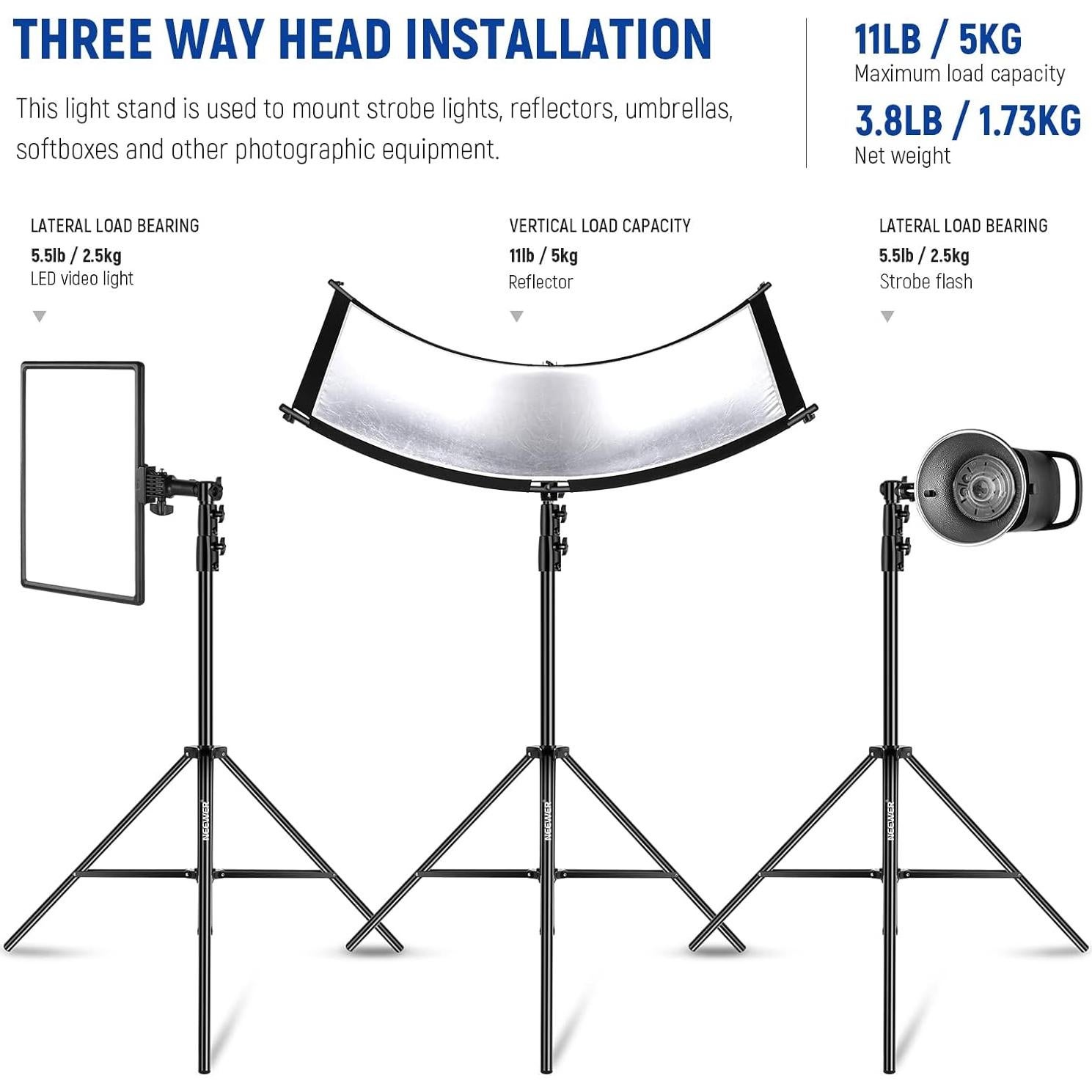 Soporte de Luz NEEWER 2.6m con Amortiguación de Aire y Metal