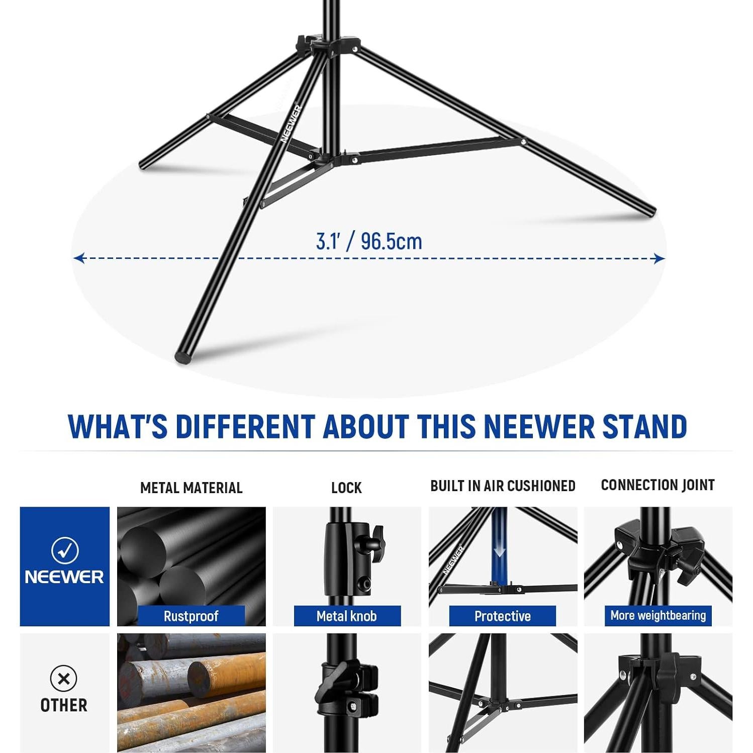 Soporte de Luz NEEWER 2.6m con Amortiguación de Aire y Metal