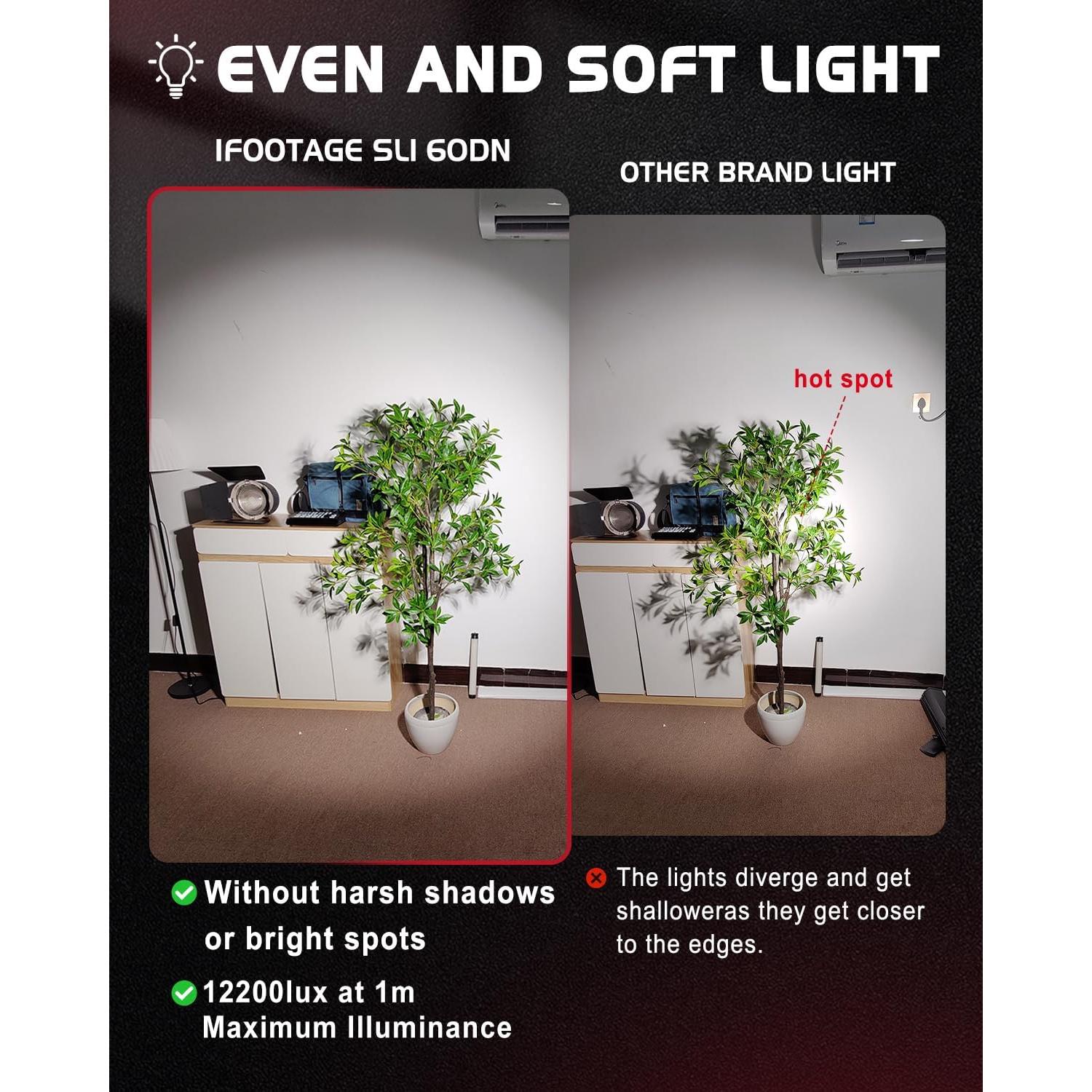 IFOOTAGE Luz LED Video 70W SL1 60DN 5600K Iluminación Continua