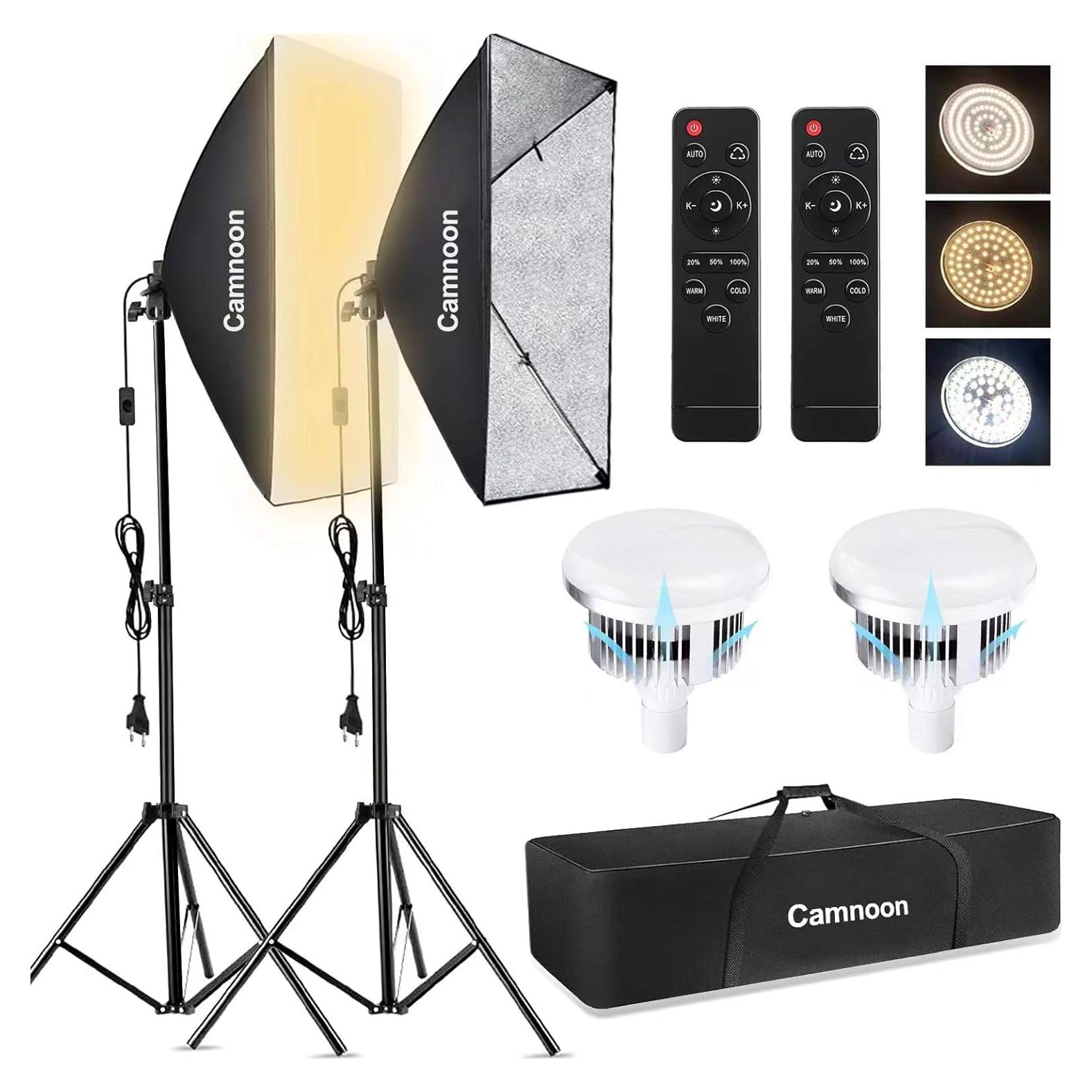 Kit de Iluminación Softbox Camnoon 2 Luces LED 85W Bi-Color