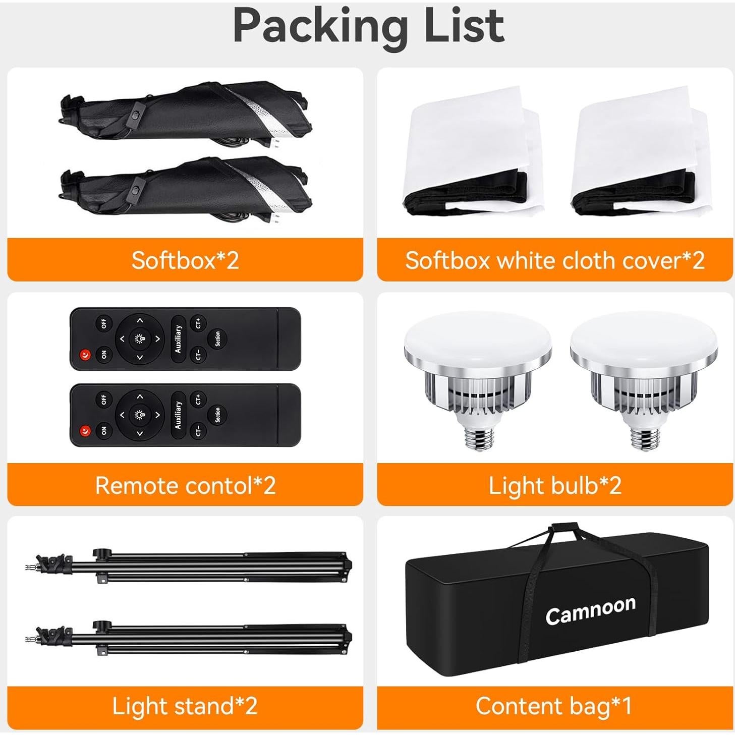 Kit de Iluminación Softbox Camnoon 2 Luces LED 85W Bi-Color