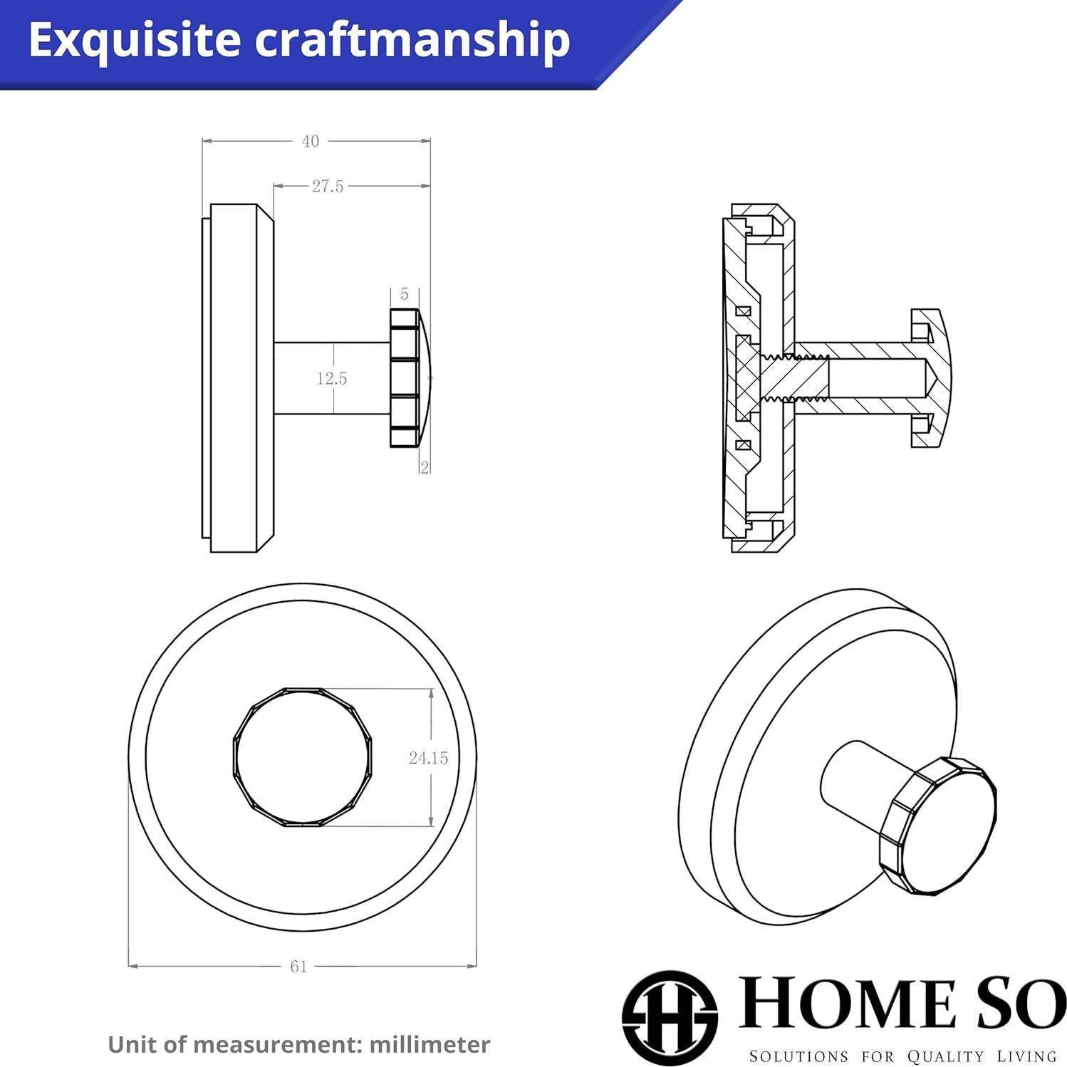 Ganchos de Ventosa HOME SO Negro Mate para Ducha y Baño