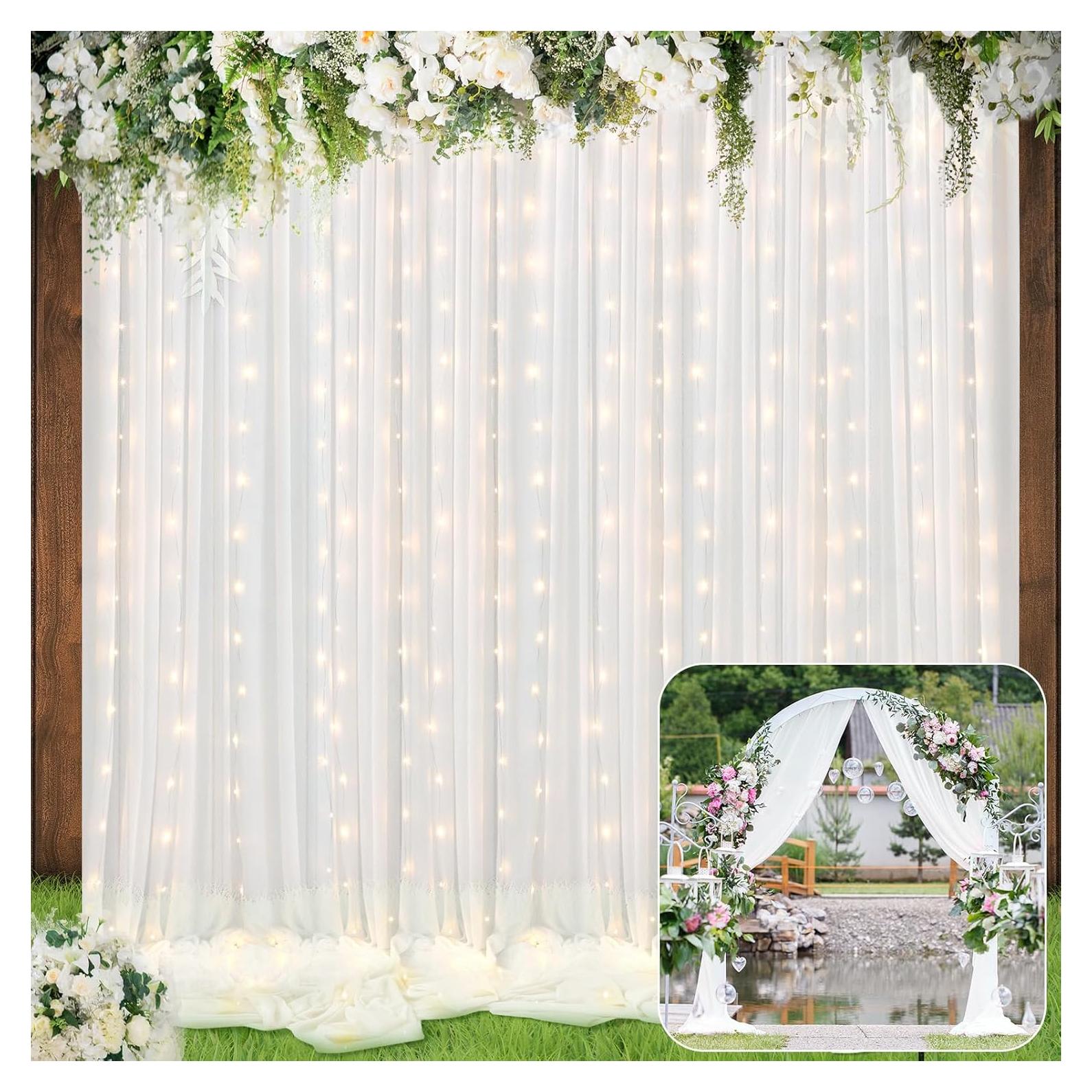 Cortina de fondo LED blanca BBTO 1.52m x 3.05m para fiestas