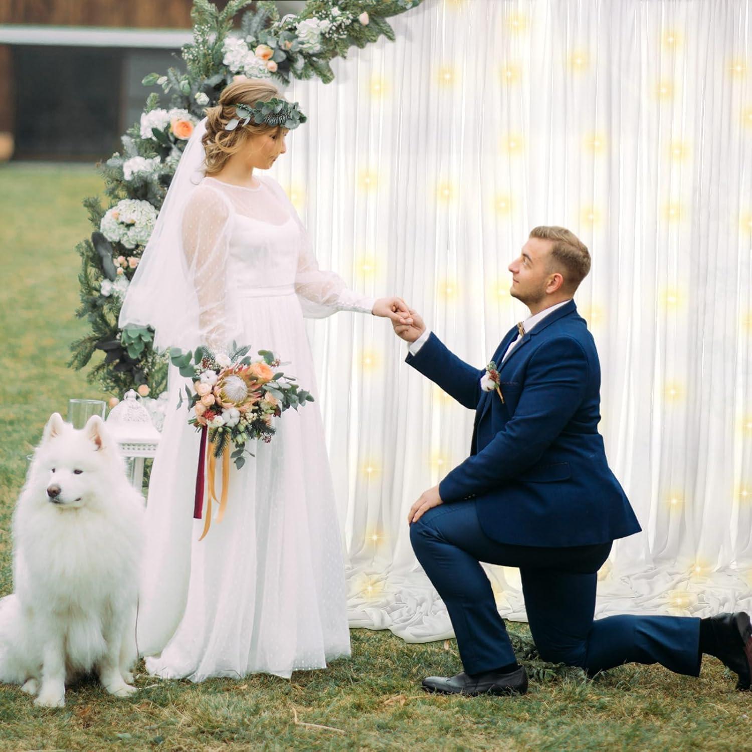 Cortina de fondo LED blanca BBTO 1.52m x 3.05m para fiestas