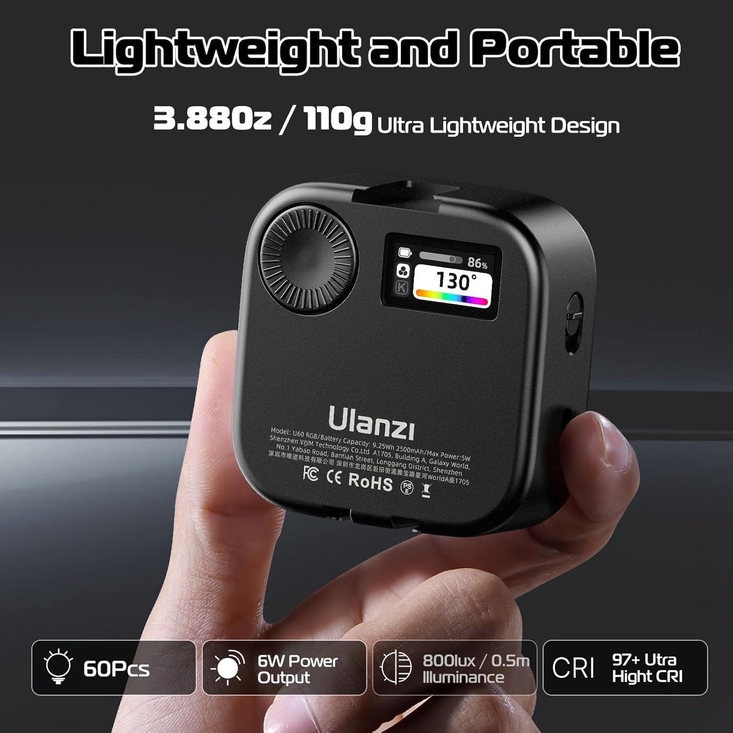 Ulanzi U60 Luz de Video RGB LED Portátil 2500mAh 2500-9000K