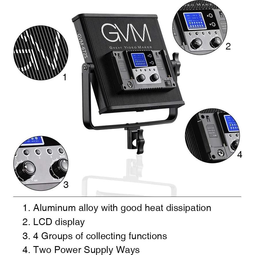 Panel de Luz LED GVM 672S Bi-color 3200K-5600K 22000Lux