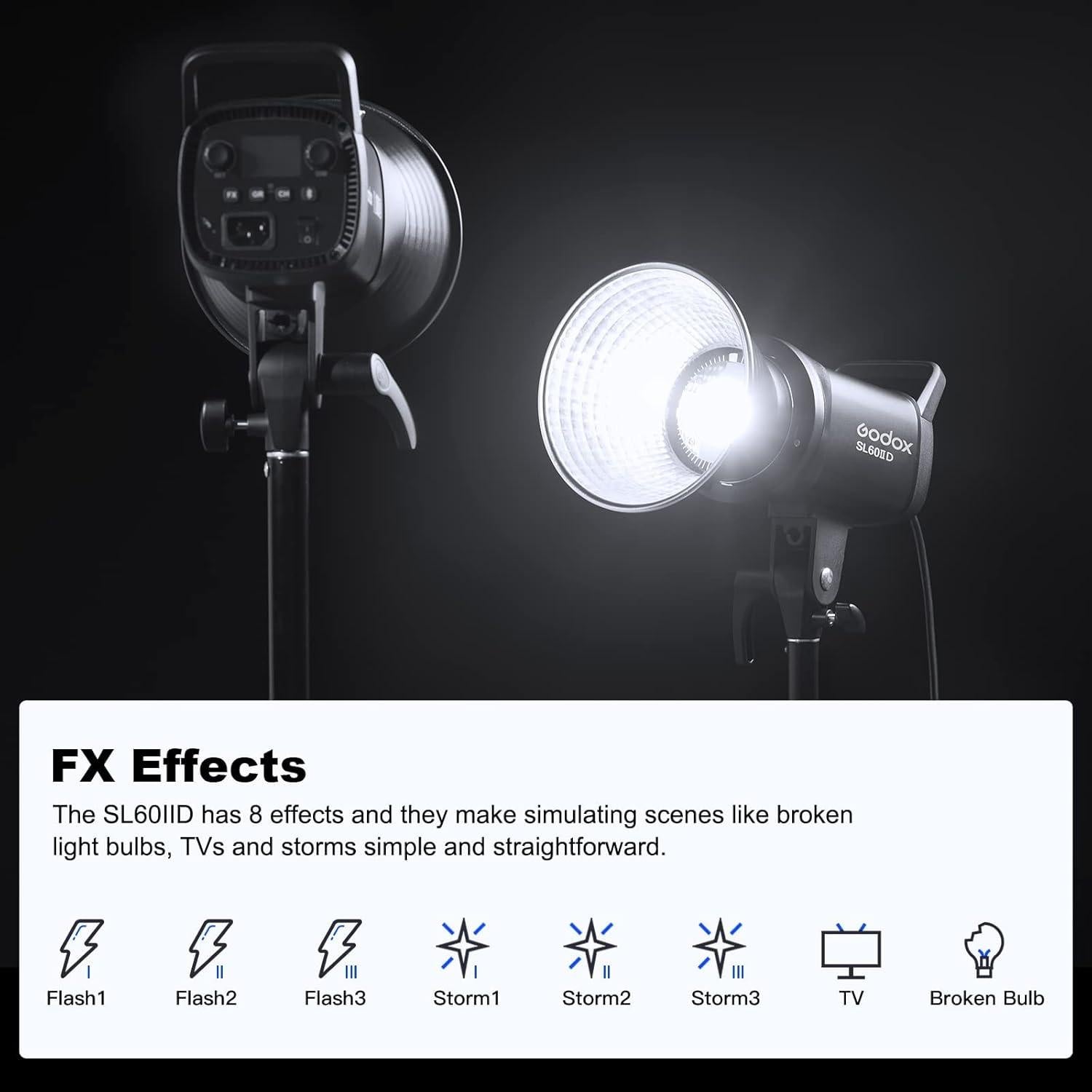 Luz de Video LED Godox SL60IID 70W CRI96+ 5600K Montura Bowens