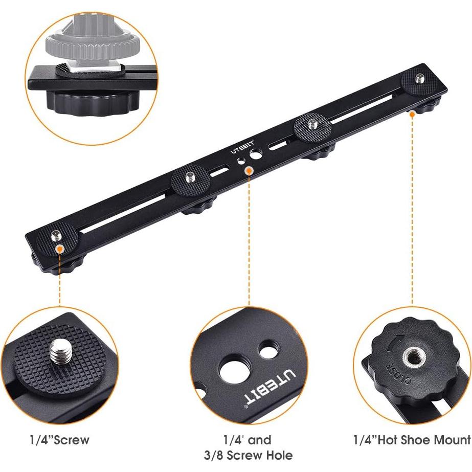 Soporte de Flash UTEBIT 30.3 cm Doble Montaje para Cámara