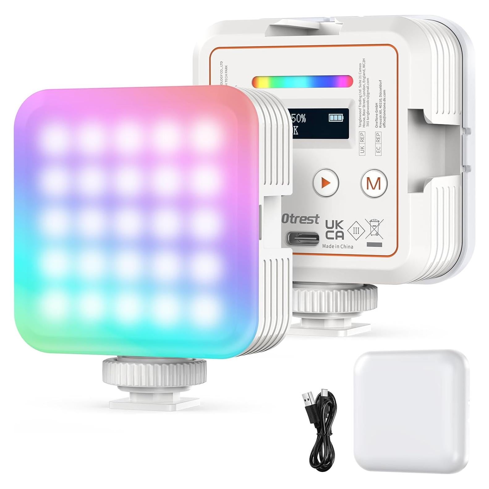 RGB61 Magnetic RGB Video Light, 6W Portable Small LED Camera Light with 360° Full Color 2500K-8500K CRI97+ 20 Scenes 2000mAh Battery Cold Shoes Video Recording Photography Selfie Lighting