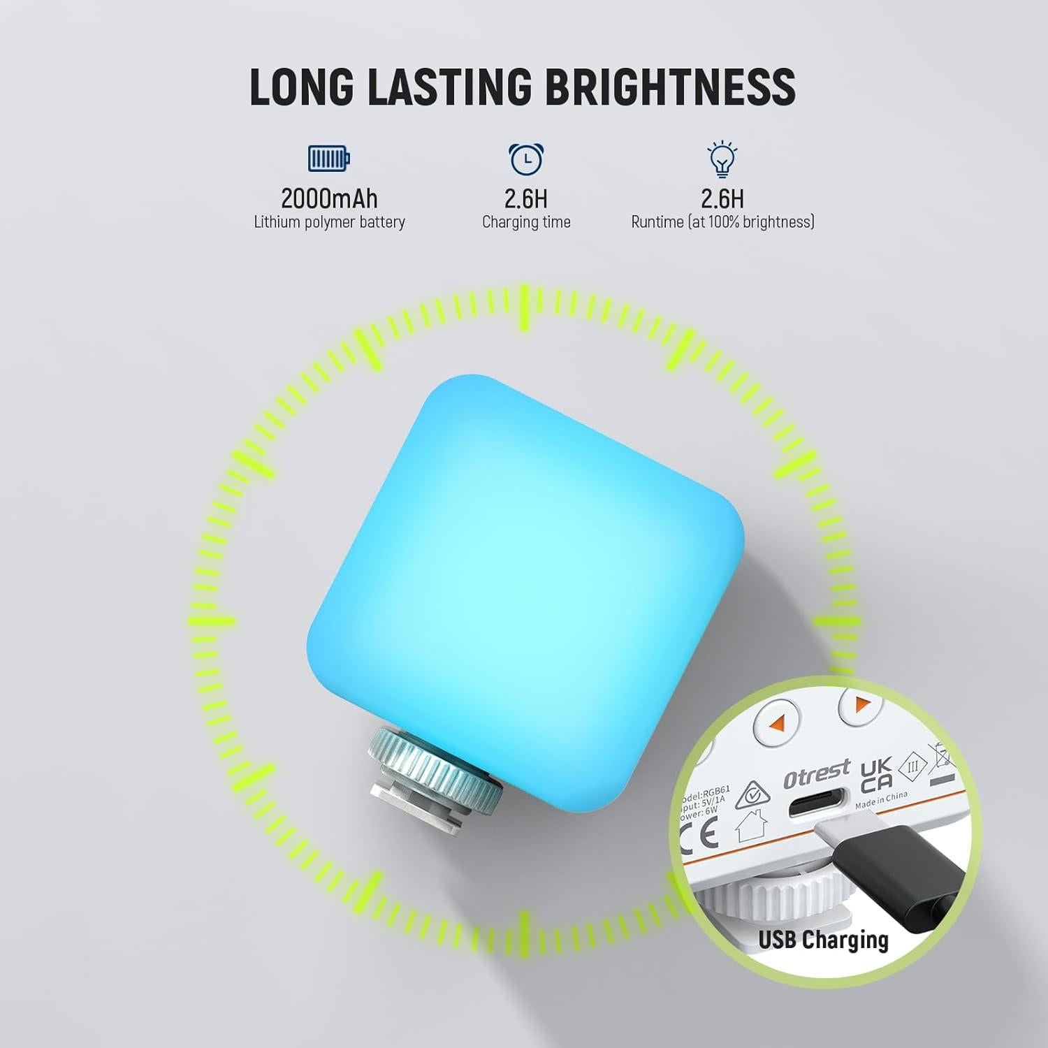 RGB61 Magnetic RGB Video Light, 6W Portable Small LED Camera Light with 360° Full Color 2500K-8500K CRI97+ 20 Scenes 2000mAh Battery Cold Shoes Video Recording Photography Selfie Lighting