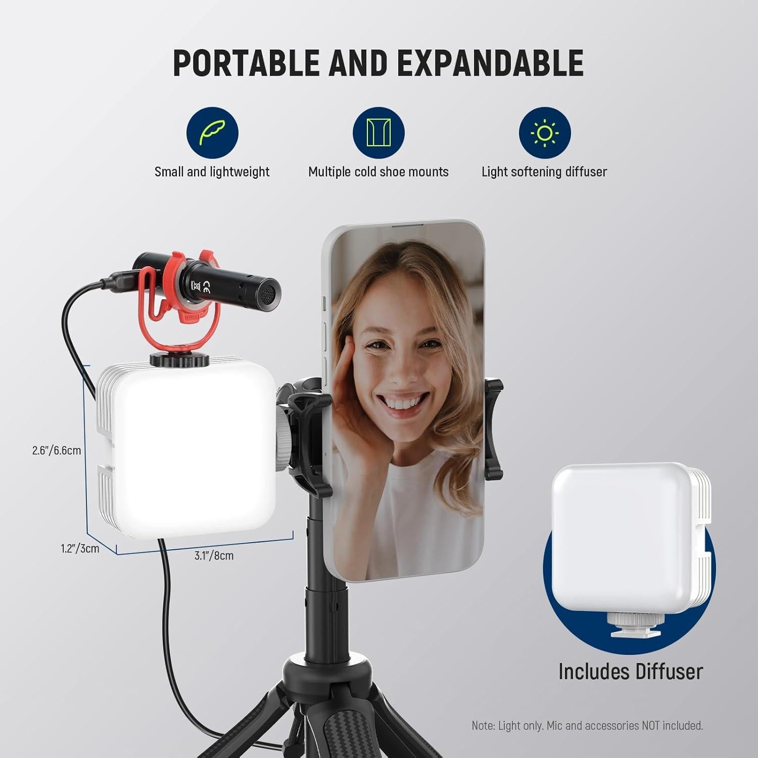 RGB61 Magnetic RGB Video Light, 6W Portable Small LED Camera Light with 360° Full Color 2500K-8500K CRI97+ 20 Scenes 2000mAh Battery Cold Shoes Video Recording Photography Selfie Lighting