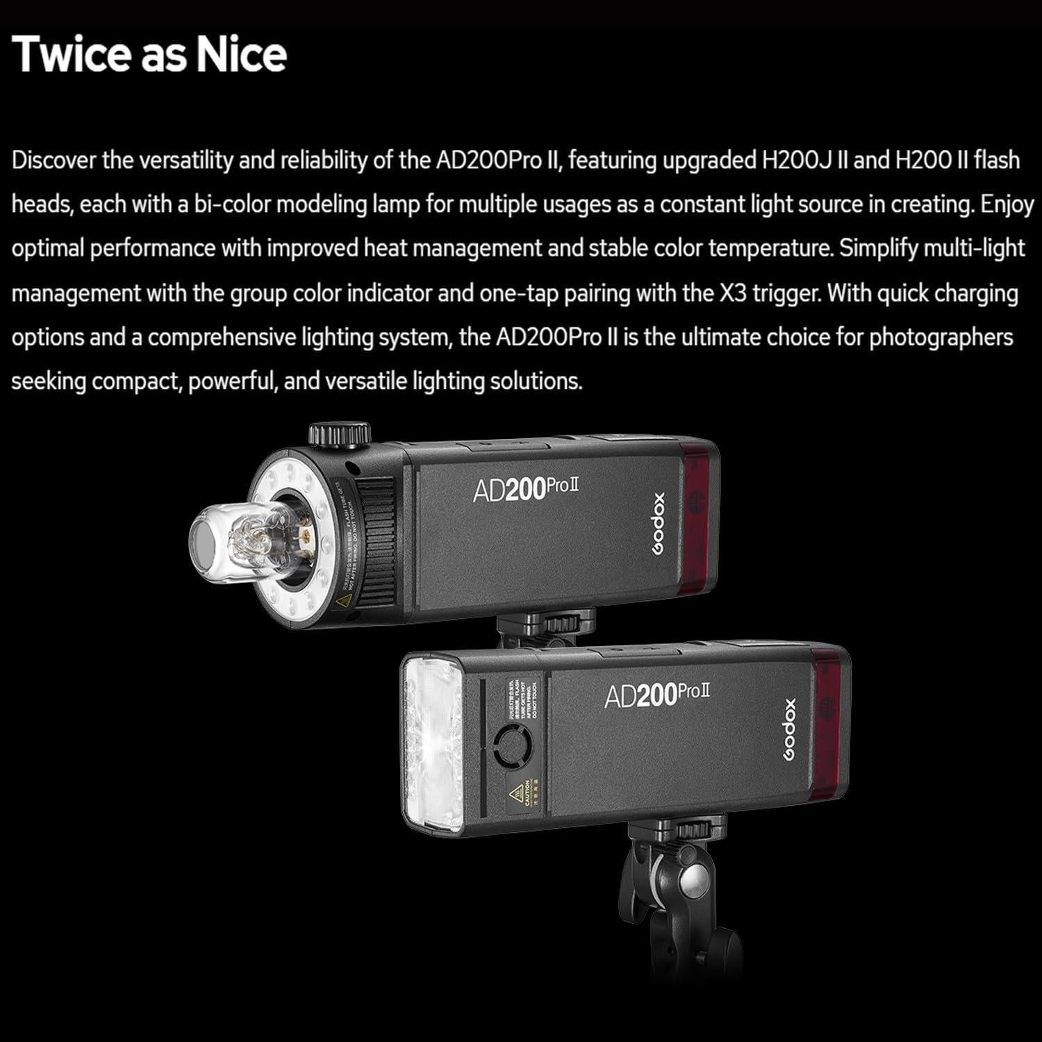 Flash Estroboscópico Godox AD200 Pro II 2.4G 500 Flashes